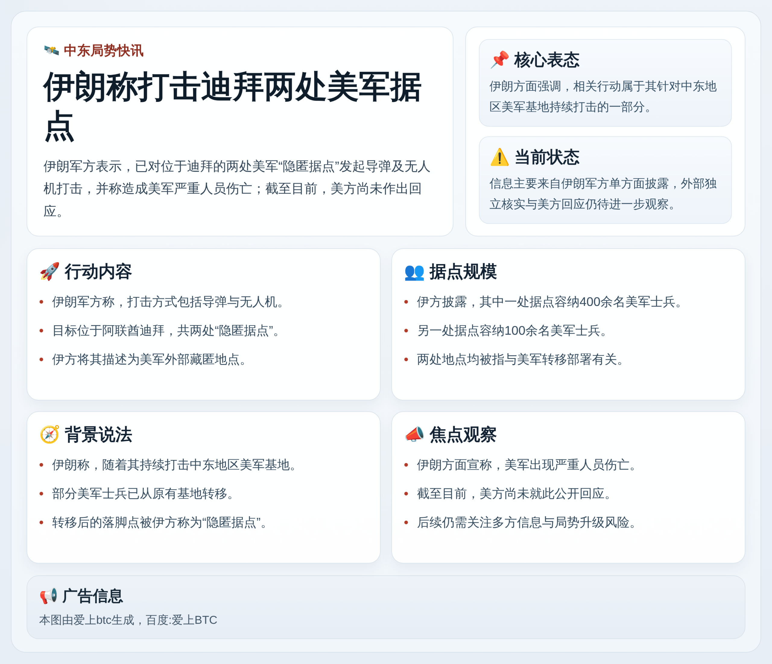 伊朗称打击迪拜两处美军据点