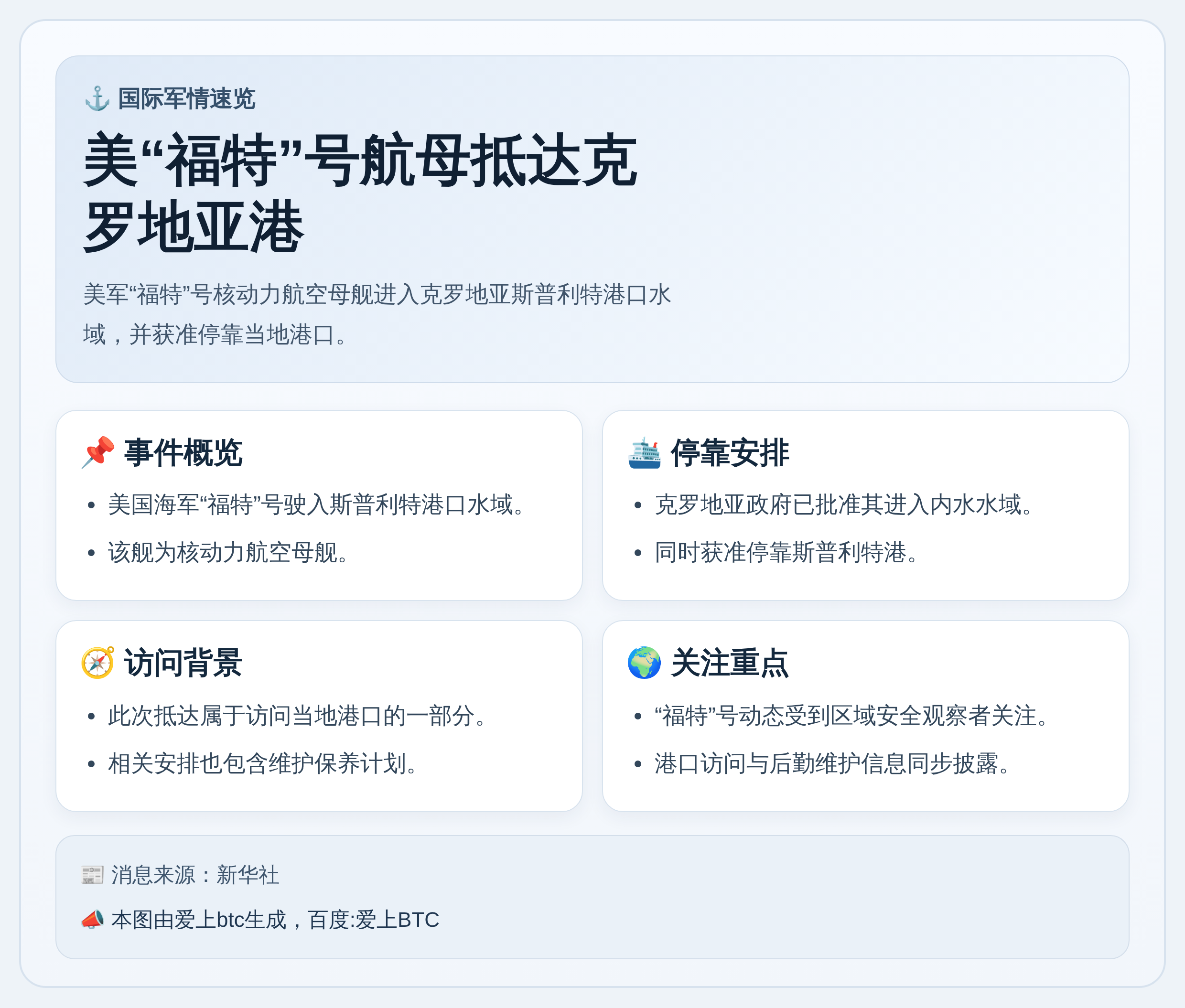 美“福特”号航母抵达克罗地亚港