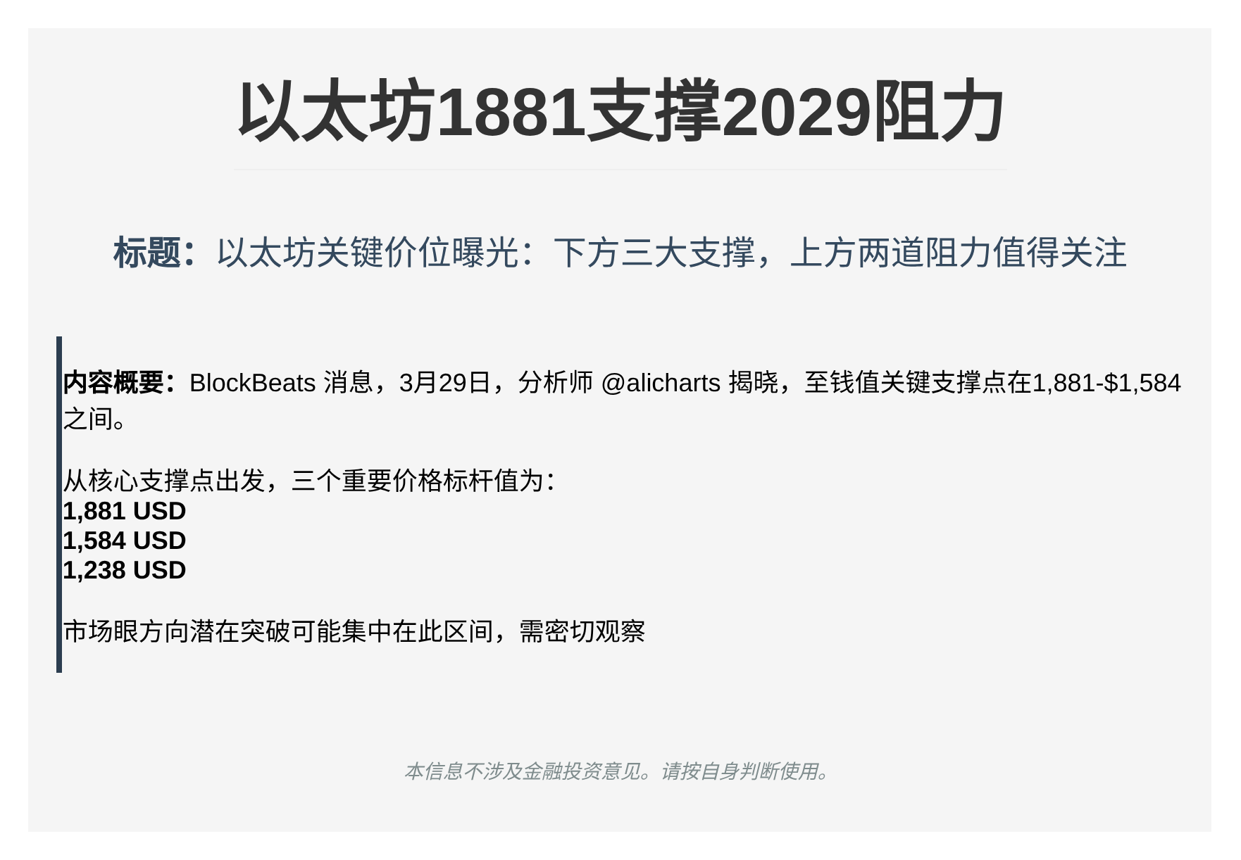 以太坊1881支撑2029阻力