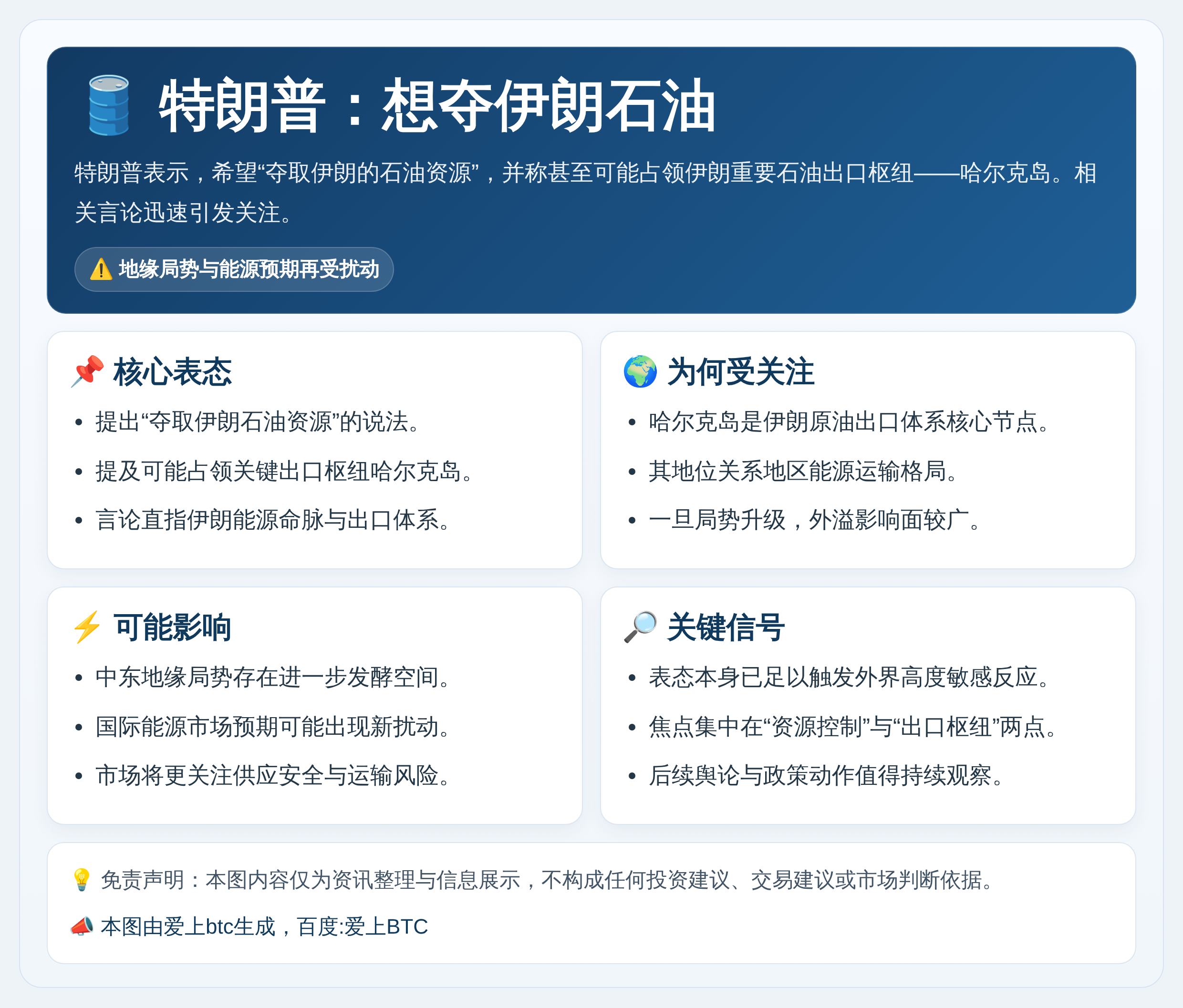 特朗普：想夺伊朗石油