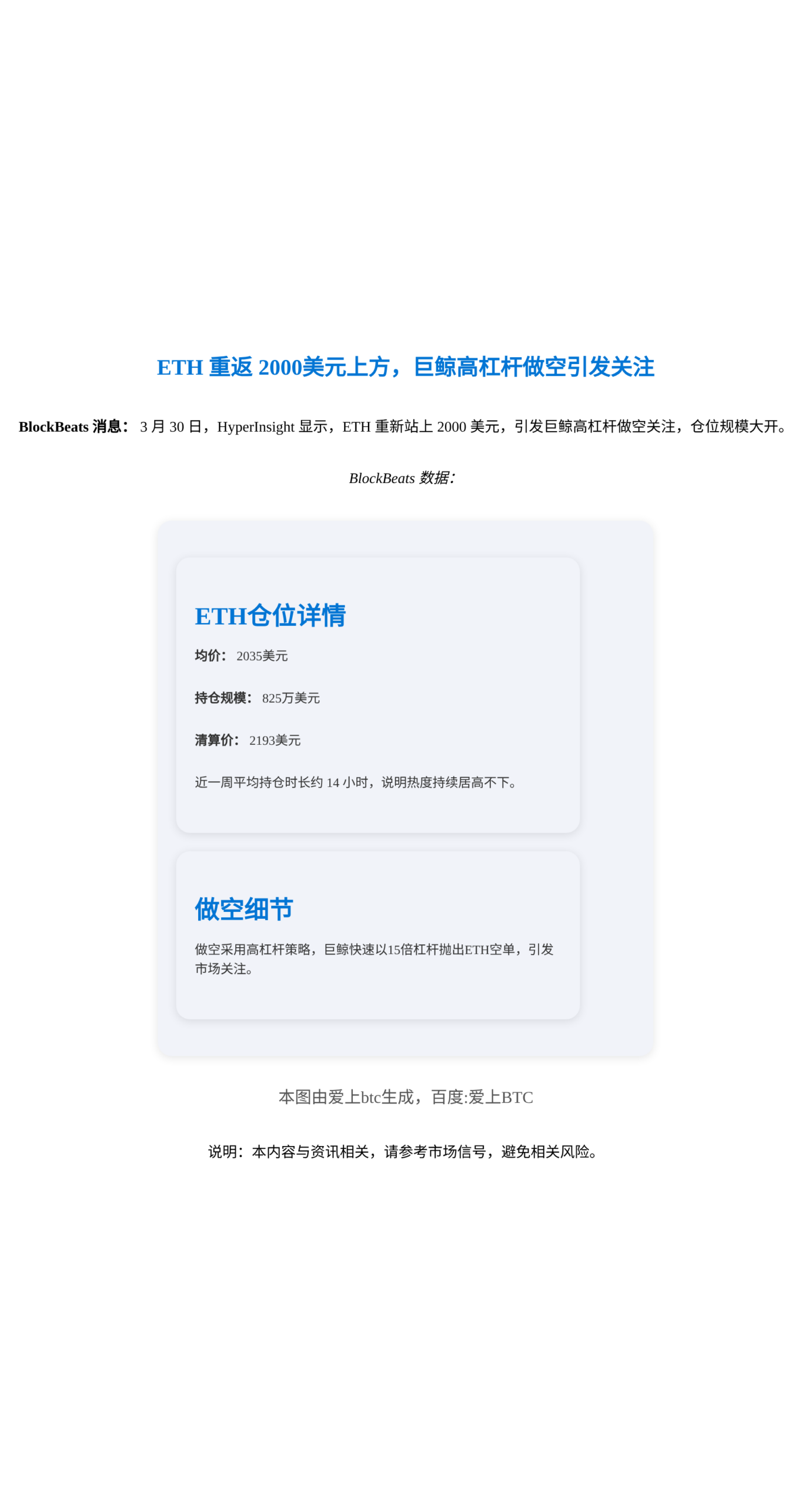 巨鲸2035美元做空ETH，规模825万