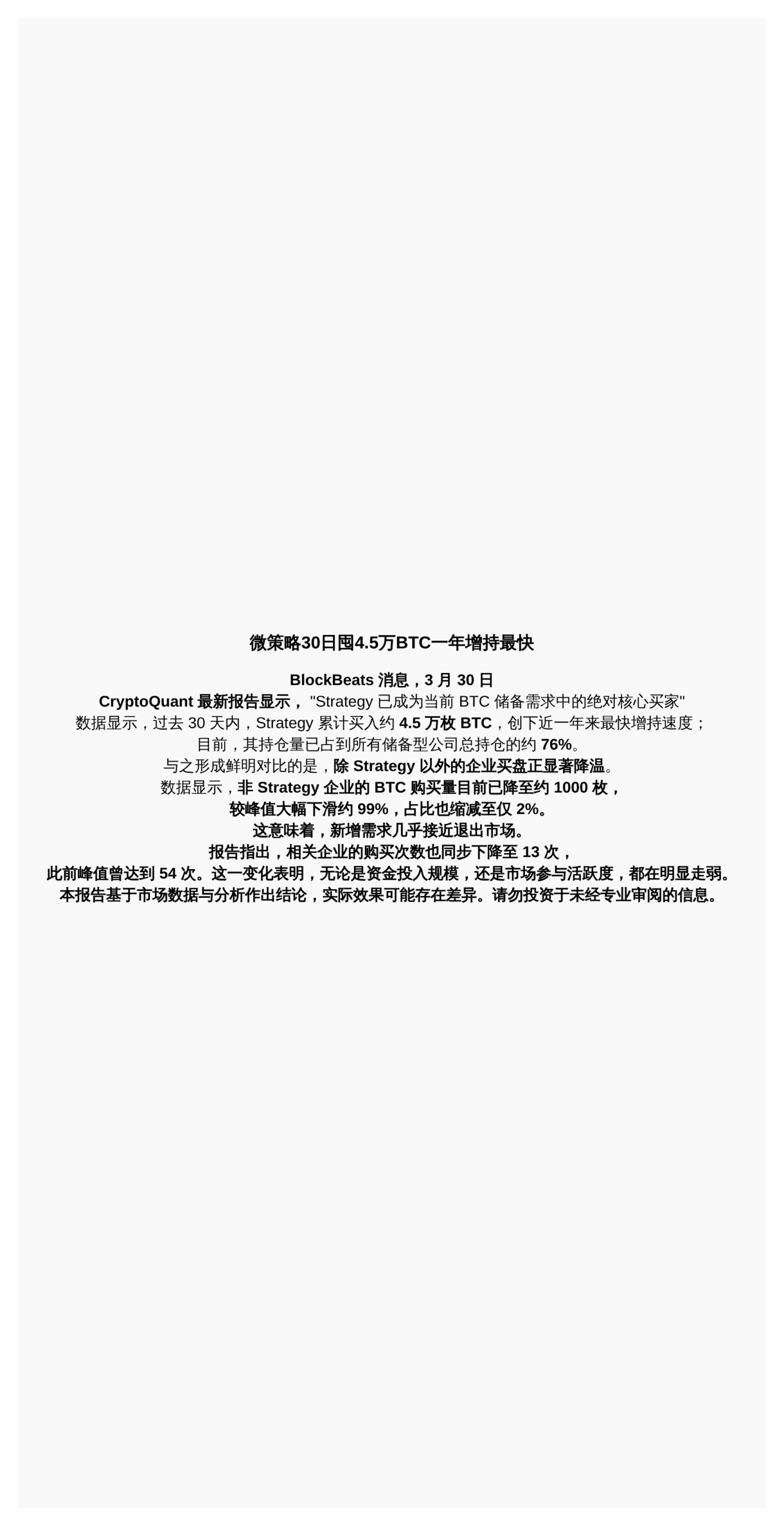 微策略30日囤4.5万BTC一年增持最快