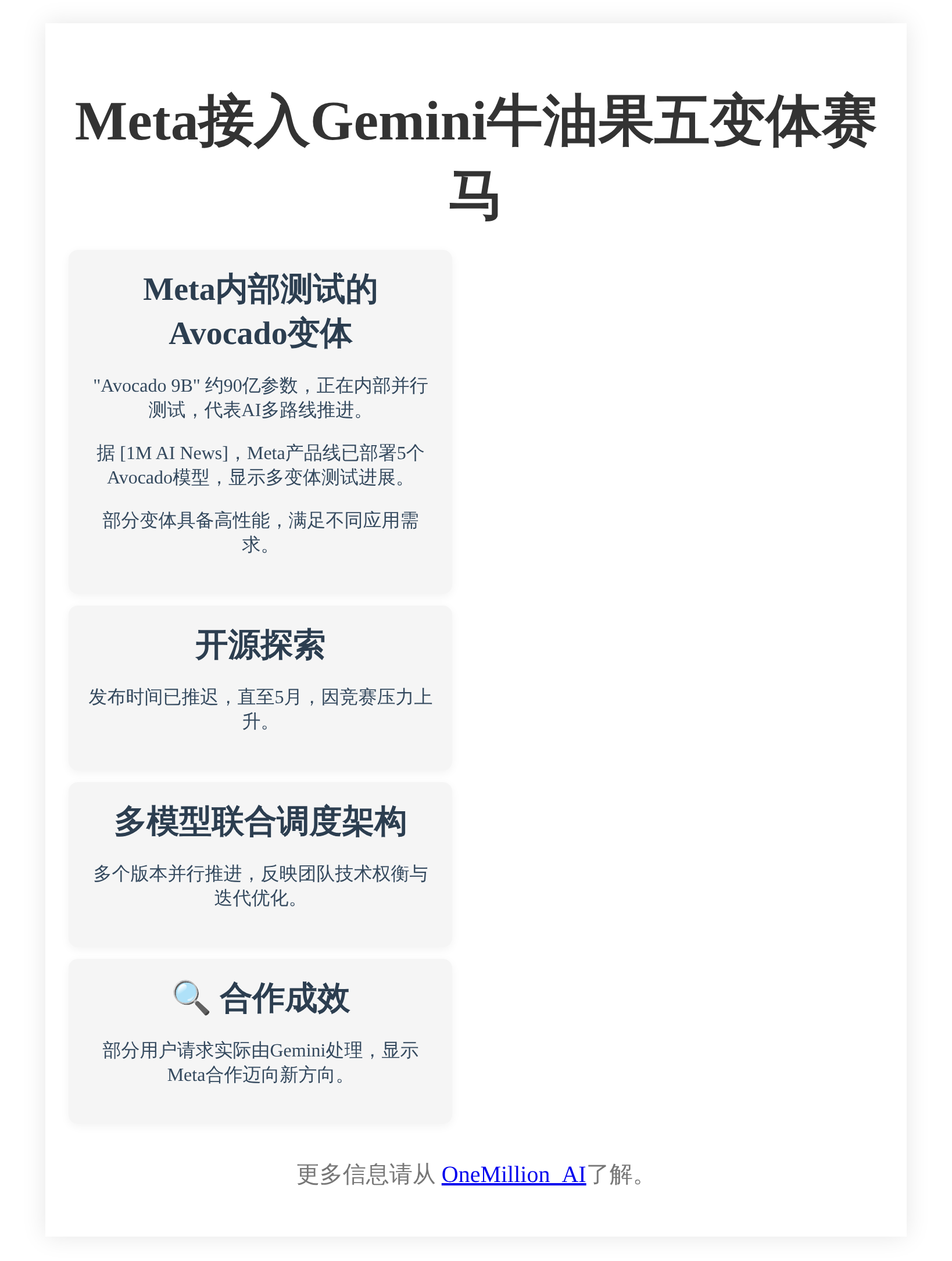 Meta接入Gemini牛油果五变体赛马