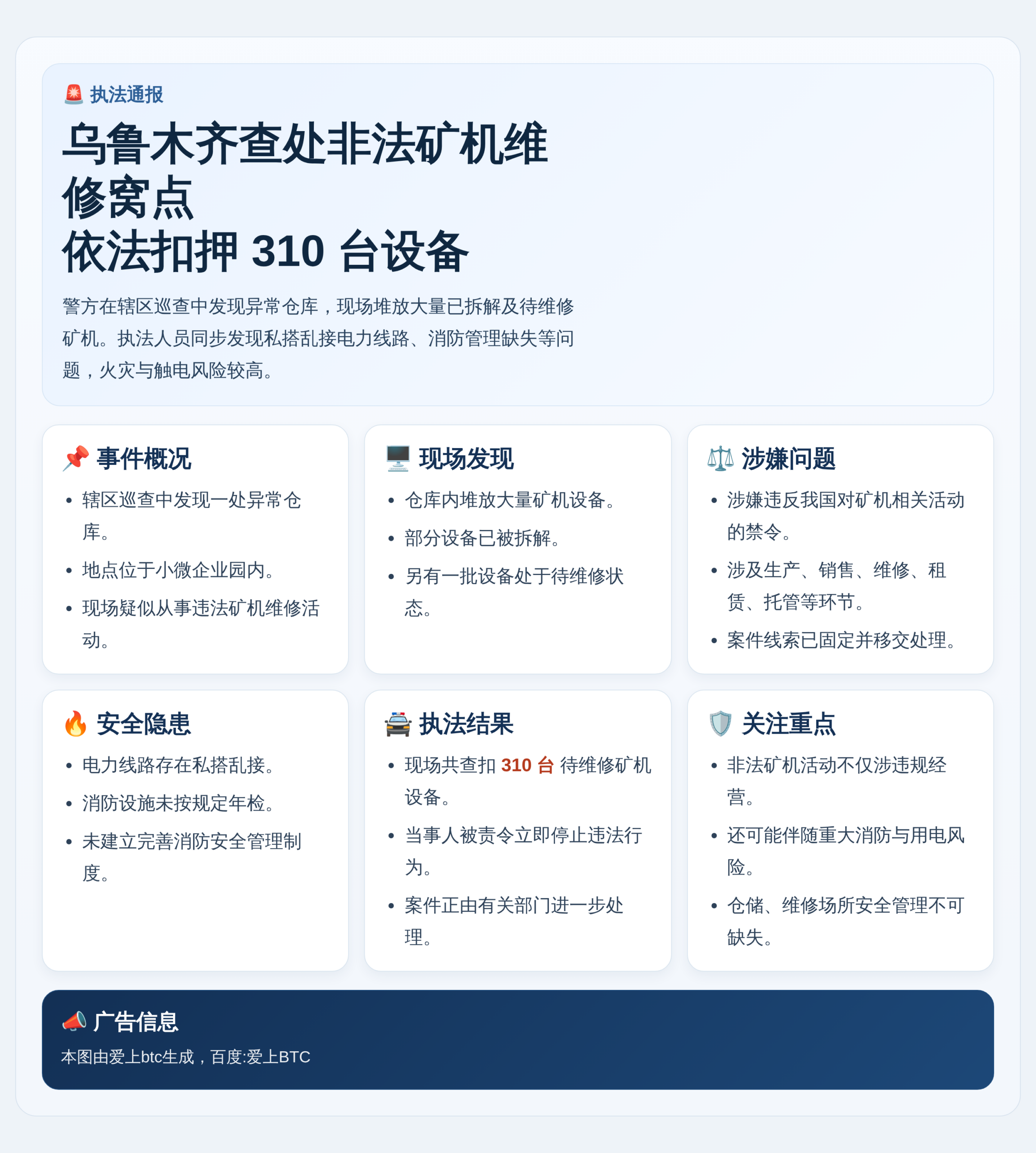 乌鲁木齐查处非法矿机维修窝点，扣310台