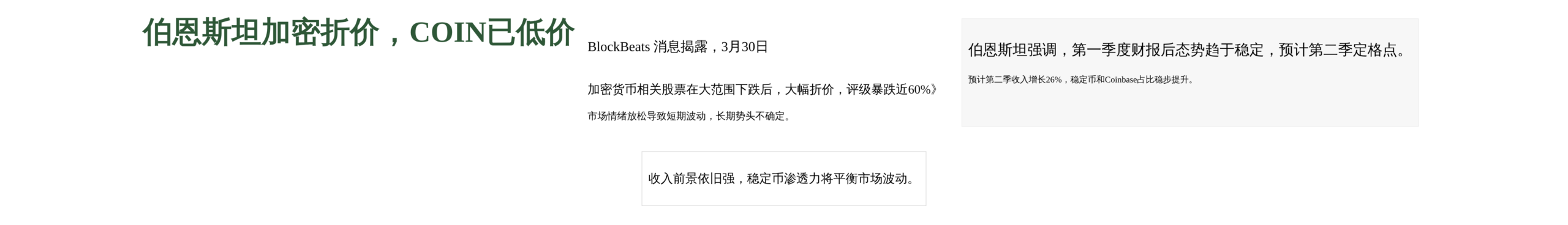 伯恩斯坦加密折价，COIN已低价