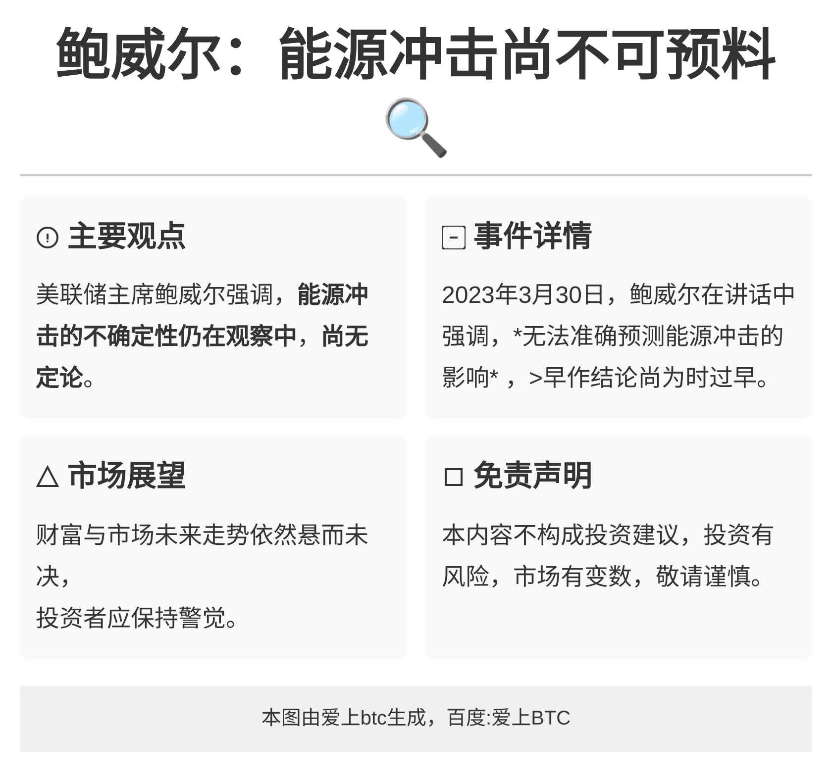 鲍威尔：能源冲击尚不可预料