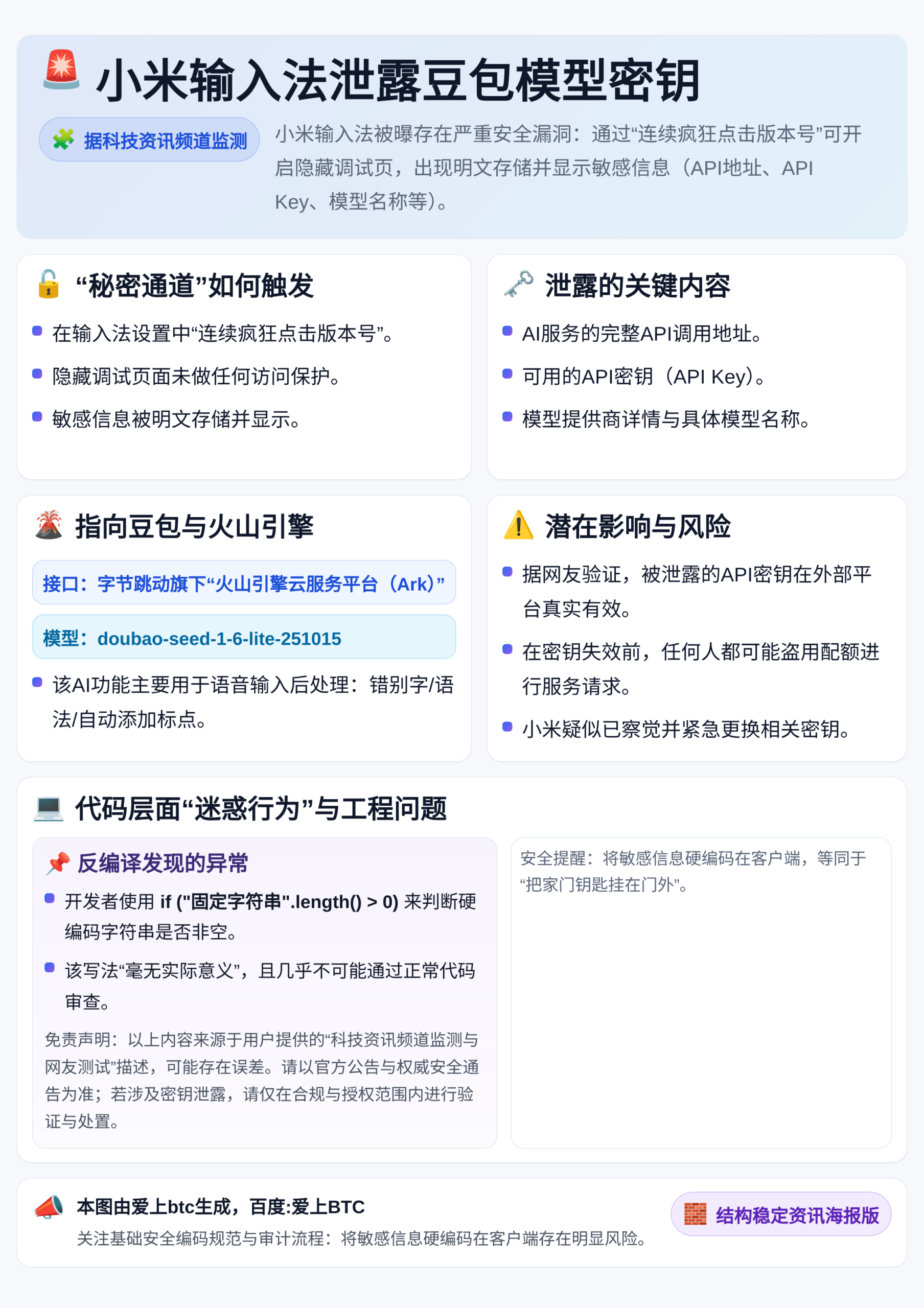 小米输入法泄露豆包模型密钥