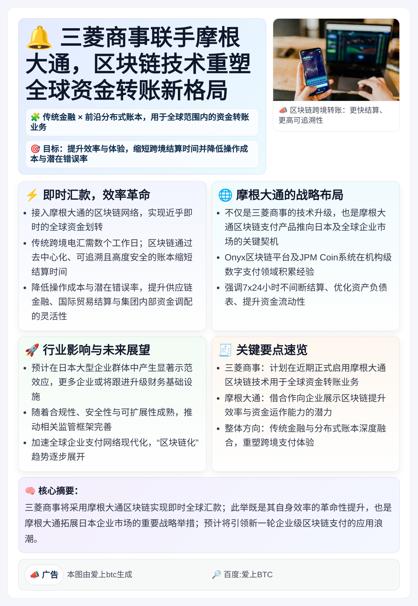 三菱商事联手摩根大通推区块链跨境转账
