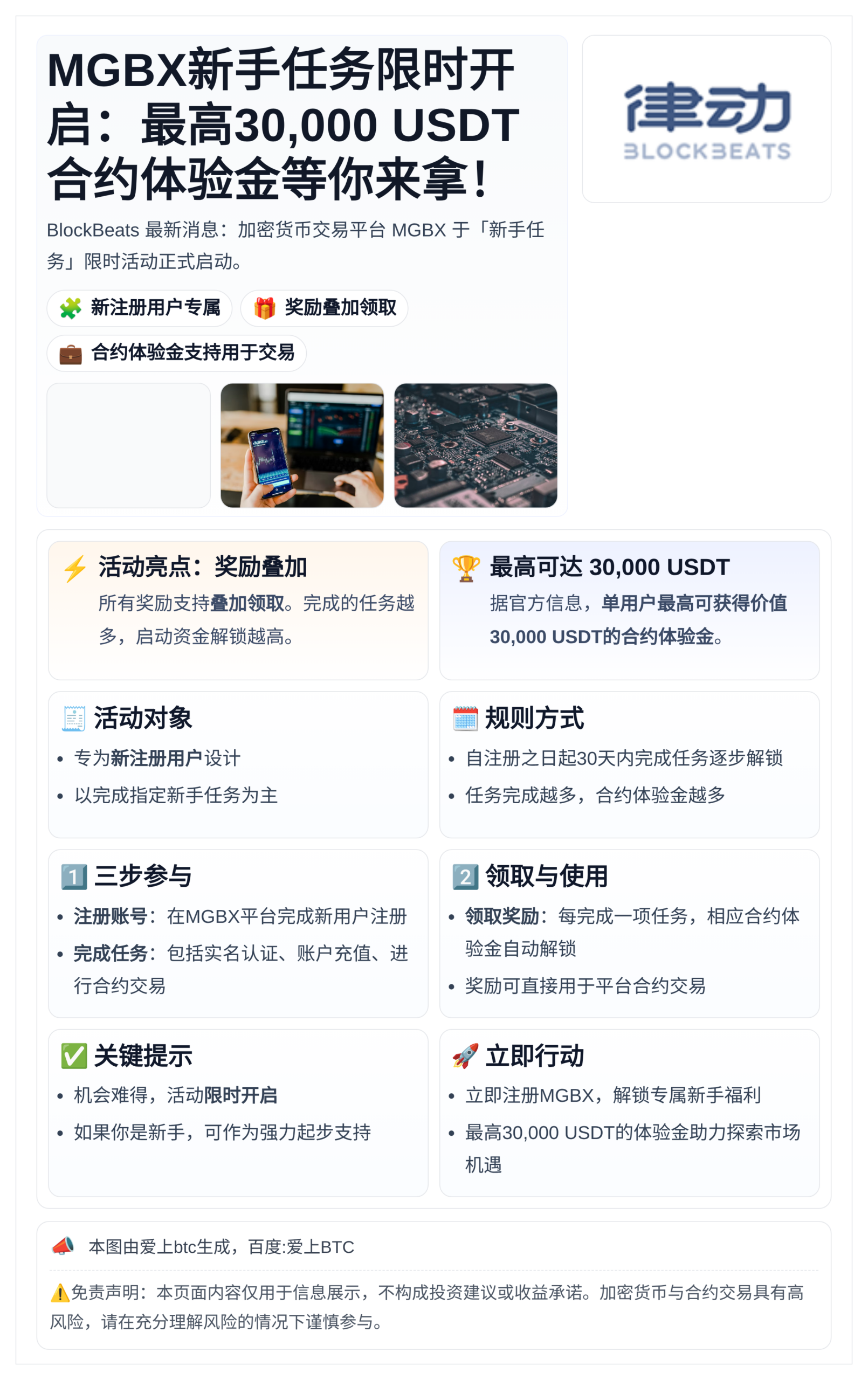MGBX新手任务限时开启，最高领3万USDT体验金