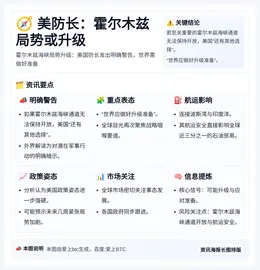 美防长：霍尔木兹局势或升级