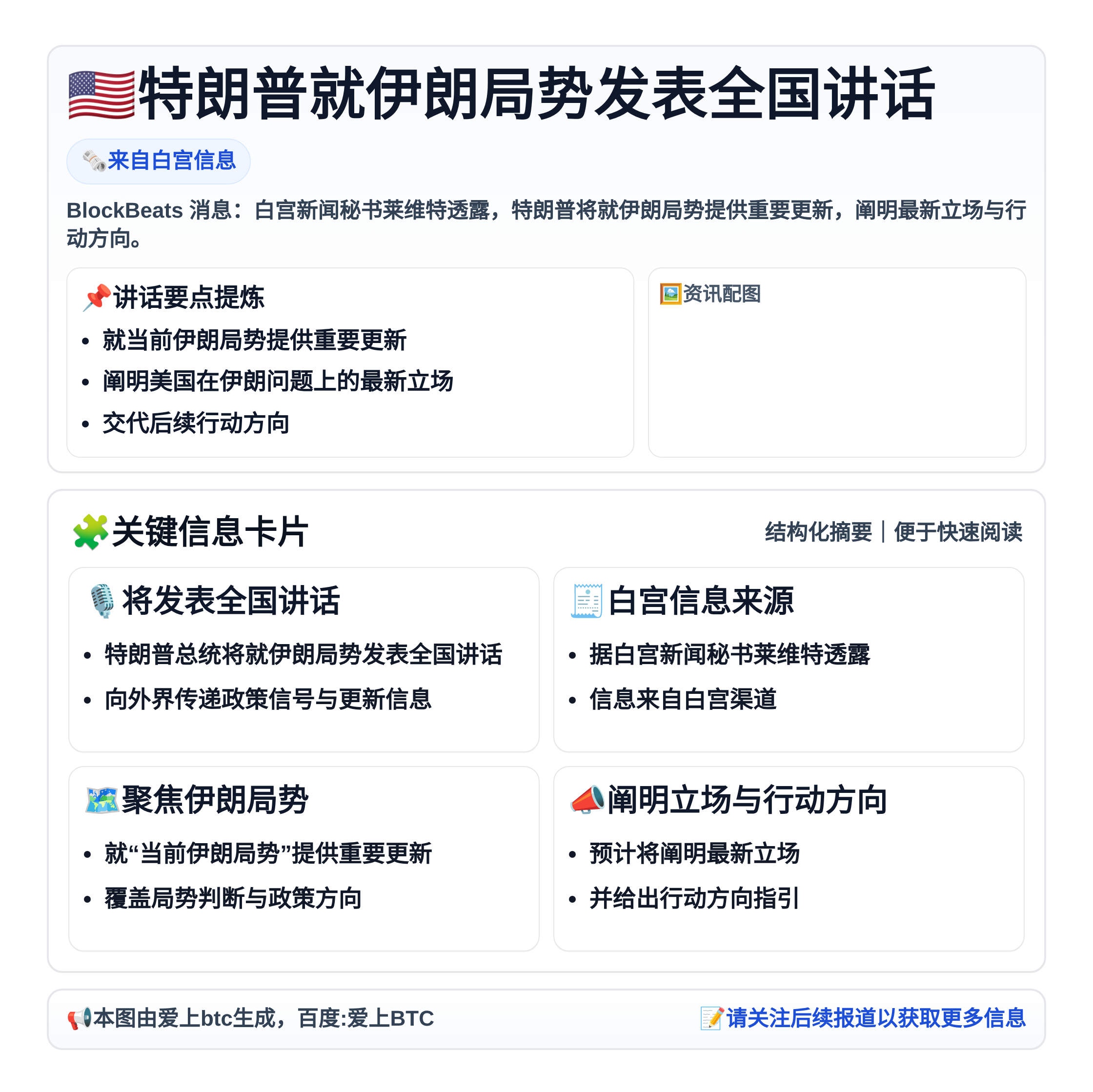 特朗普周四上午9点就伊朗局势发表全国讲话