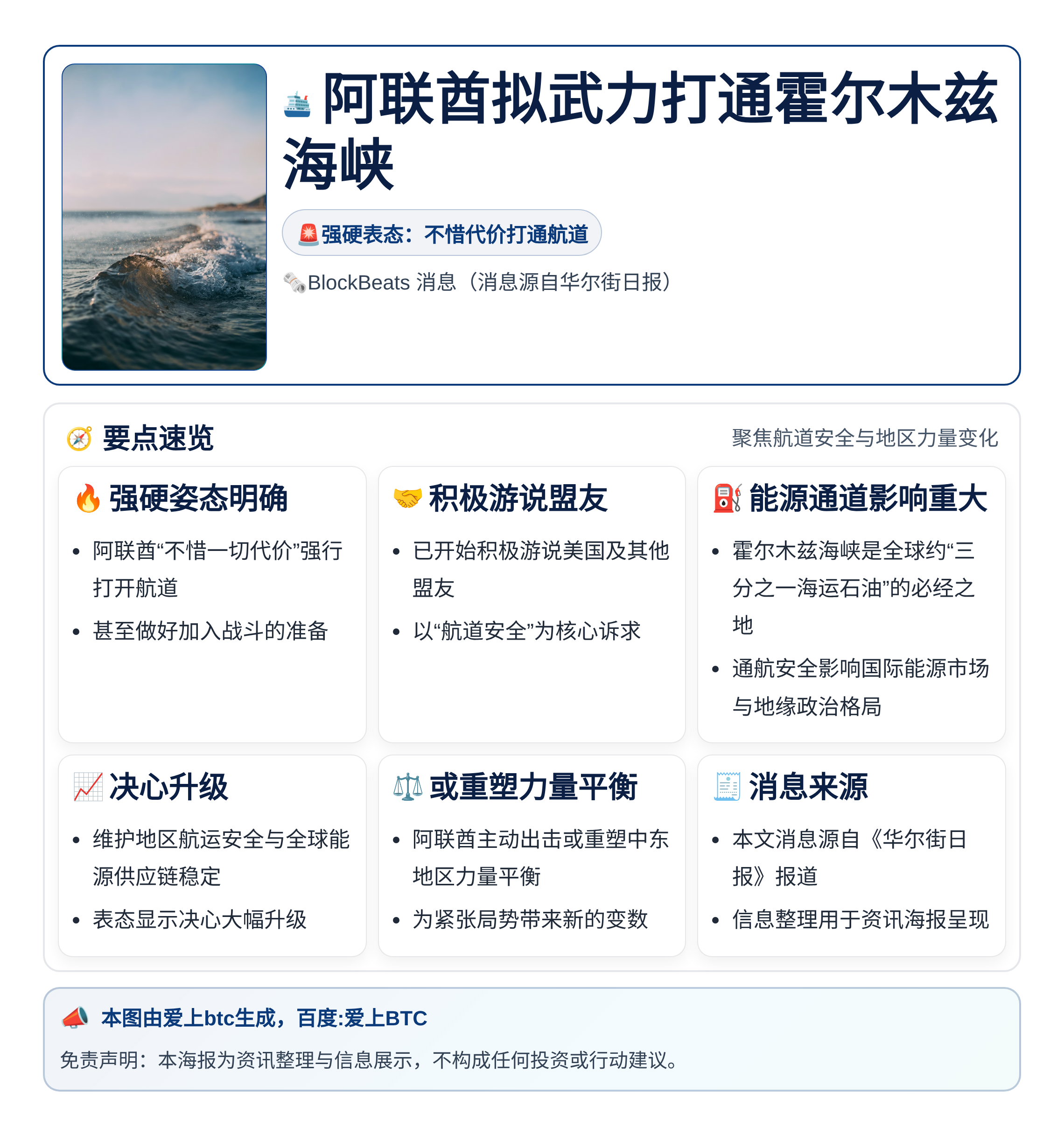 阿联酋拟武力打通霍尔木兹海峡