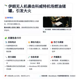 伊朗无人机袭击科威特机场油罐引发大火