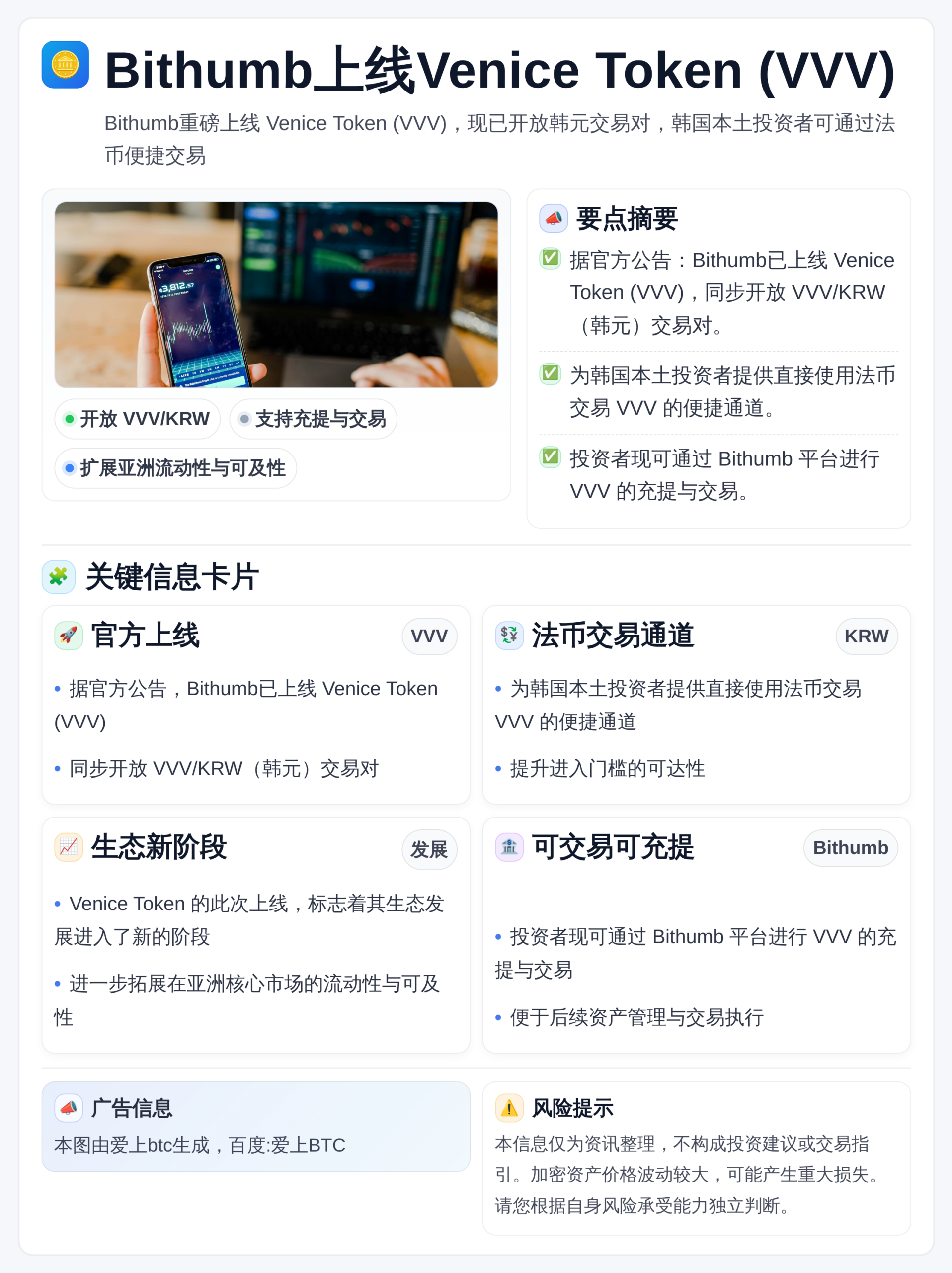 Bithumb上线Venice Token (VVV)