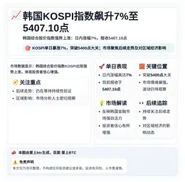韩国KOSPI指数飙升7%至5407.10点