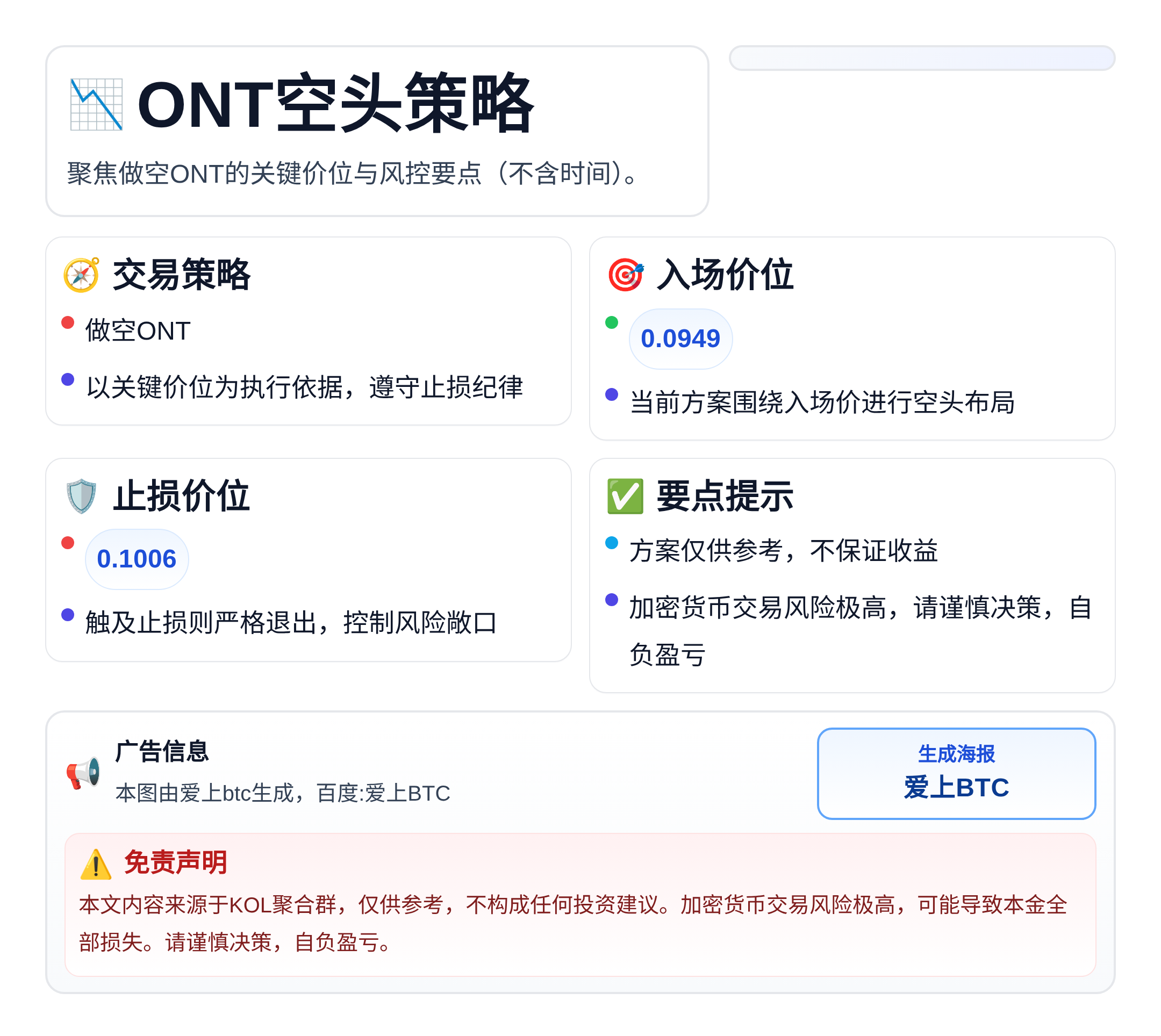 ONT空头策略