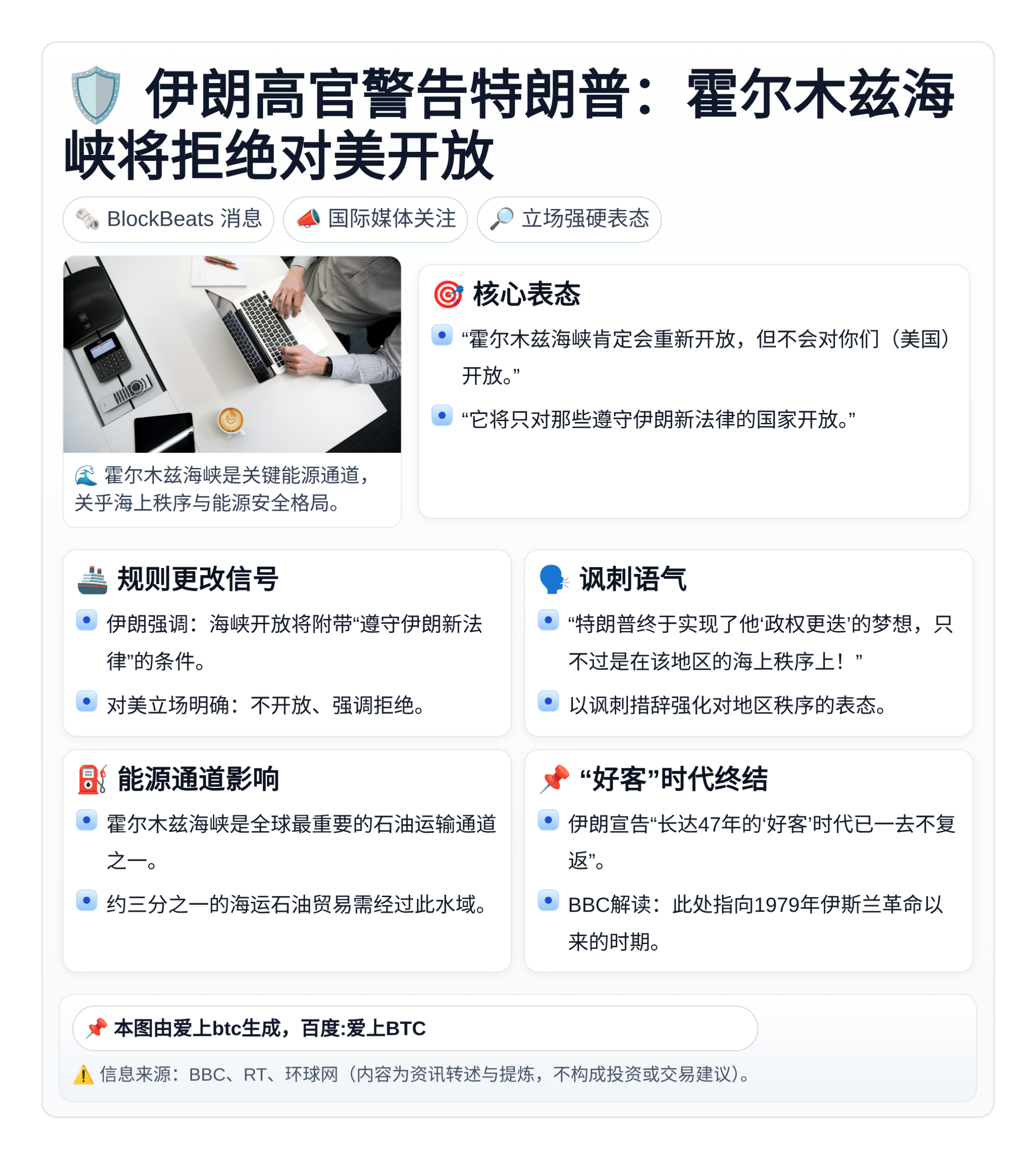 伊朗高官警告特朗普：霍尔木兹海峡将拒绝对美开放