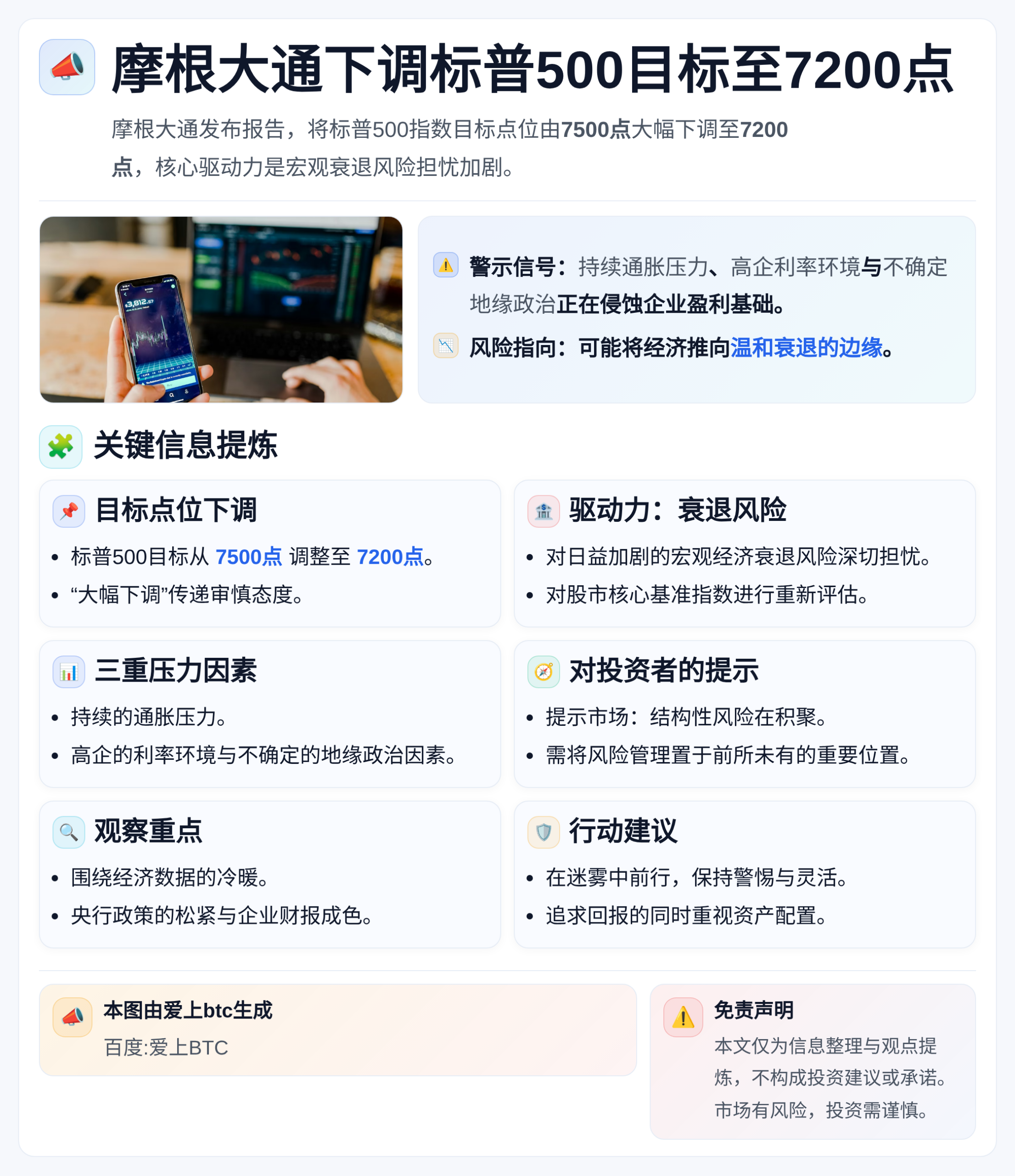 摩根大通下调标普500目标至7200点