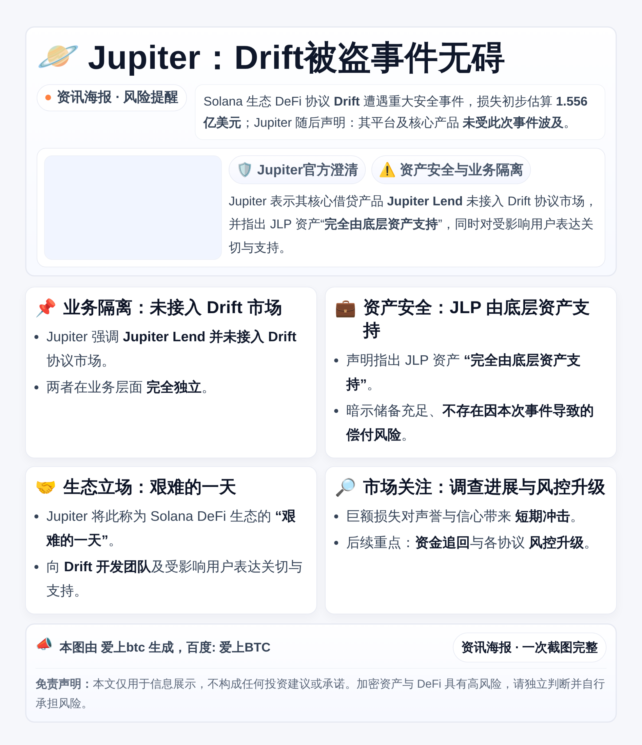 Jupiter：Drift被盗事件无碍