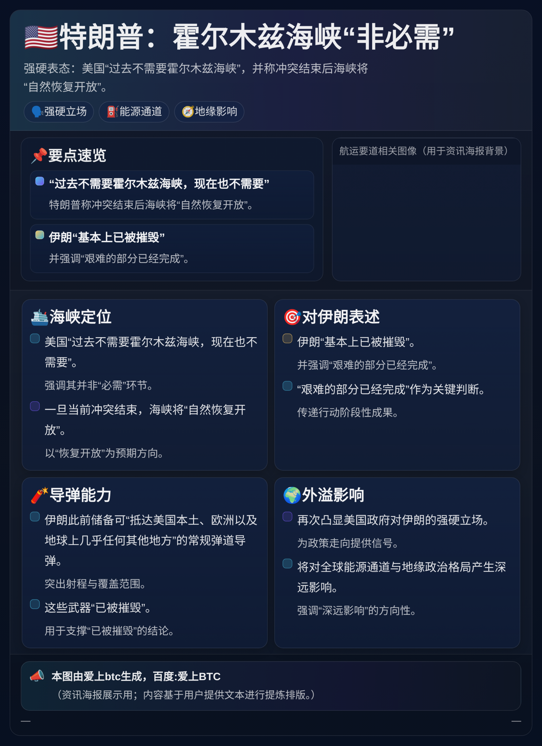 特朗普：霍尔木兹海峡非必需