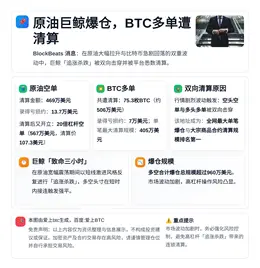 原油巨鲸爆仓，BTC多单遭清算
