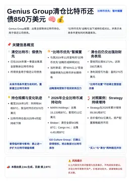 Genius Group清仓比特币还债850万美元