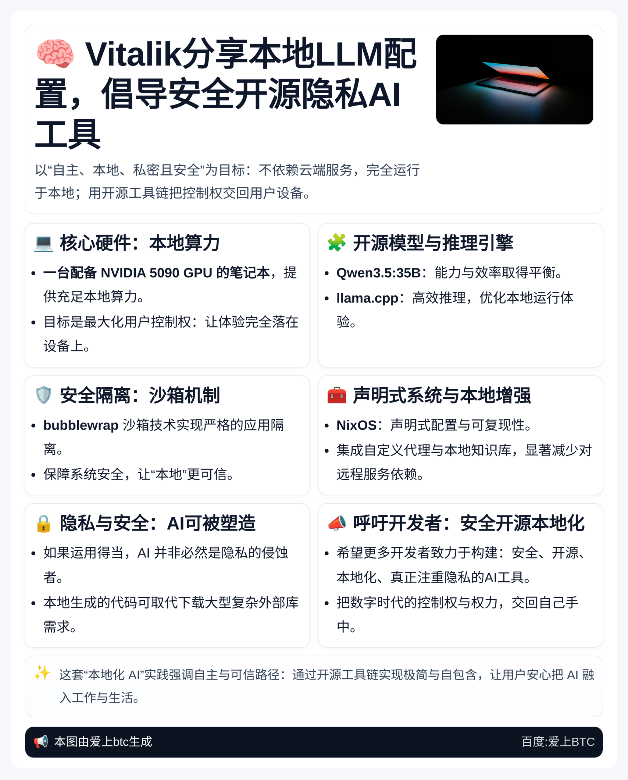 Vitalik分享本地LLM配置，倡导安全开源隐私AI工具