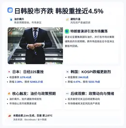日韩股市齐跌 韩股重挫近4.5%