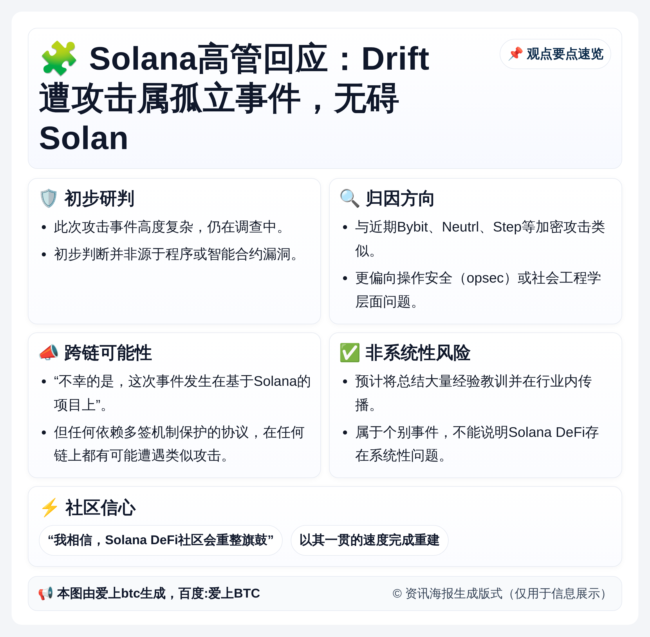Solana高管：Drift遭攻击属孤立事件，无碍Solan