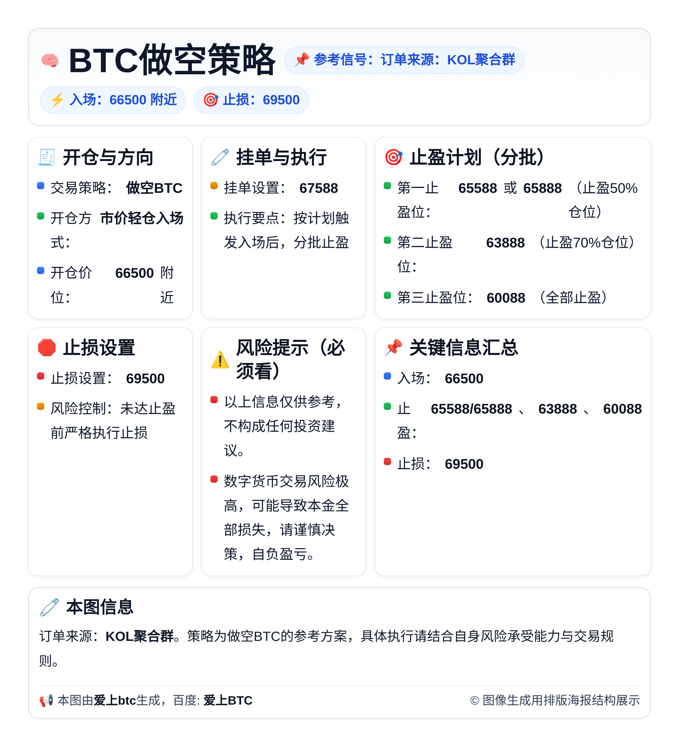 2026-04-02 13:39:04 BTC做空策略：入场66500，止盈65588/63888/60088，止损69500。