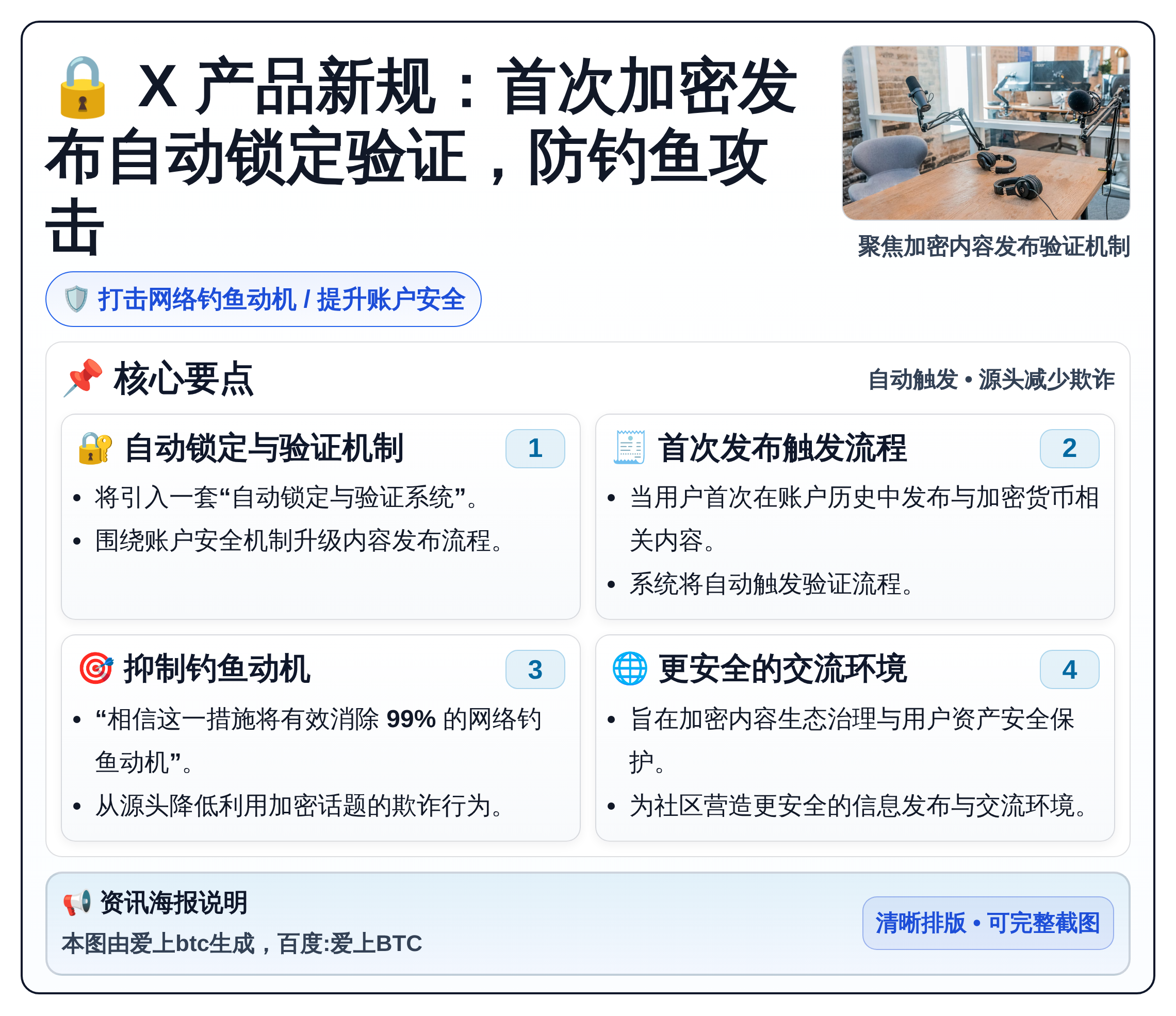 X产品新规：首次加密发布自动锁定验证，防钓鱼攻击