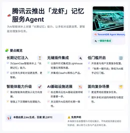 腾讯云推出「龙虾」记忆服务Agent