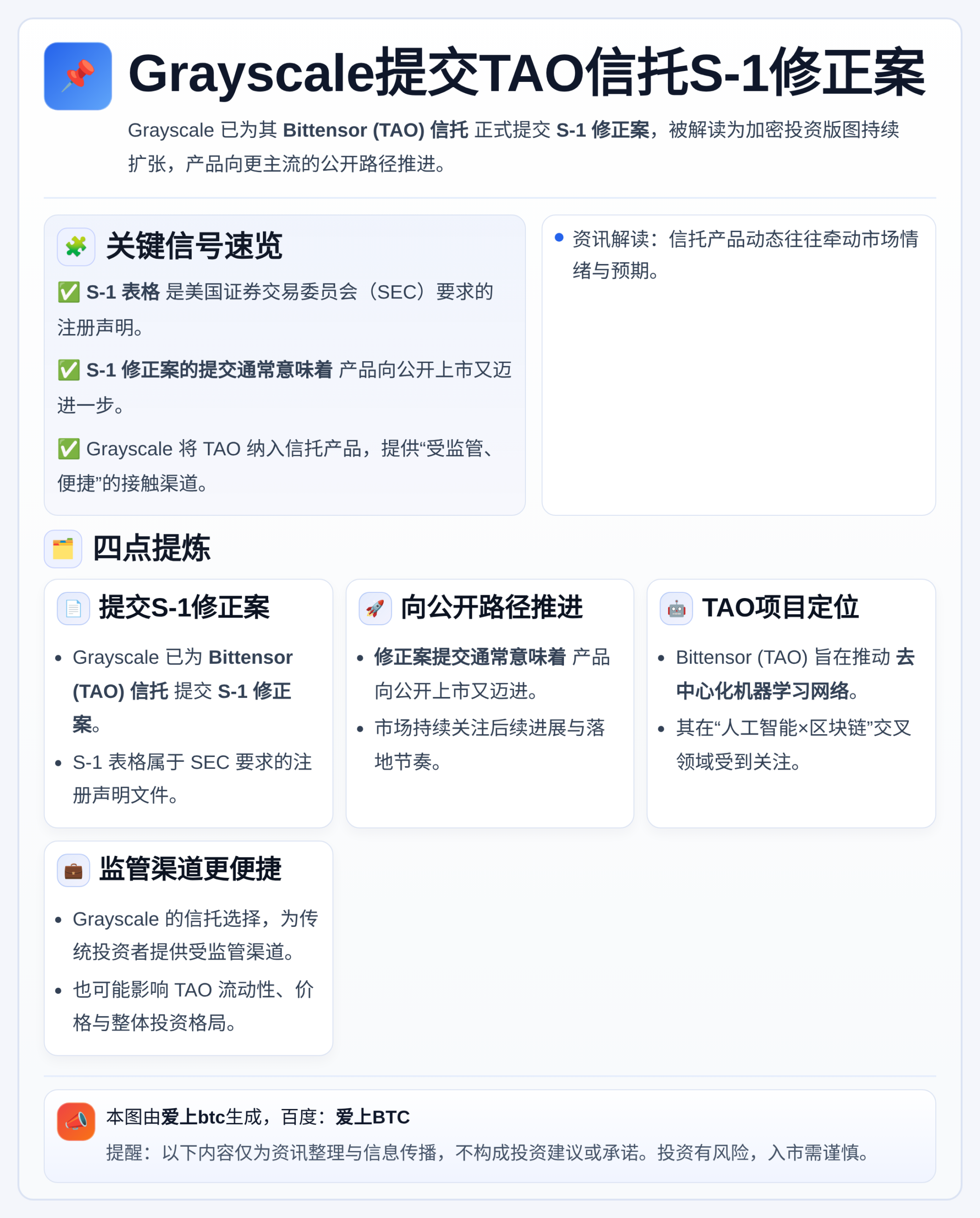 Grayscale提交TAO信托S-1修正案