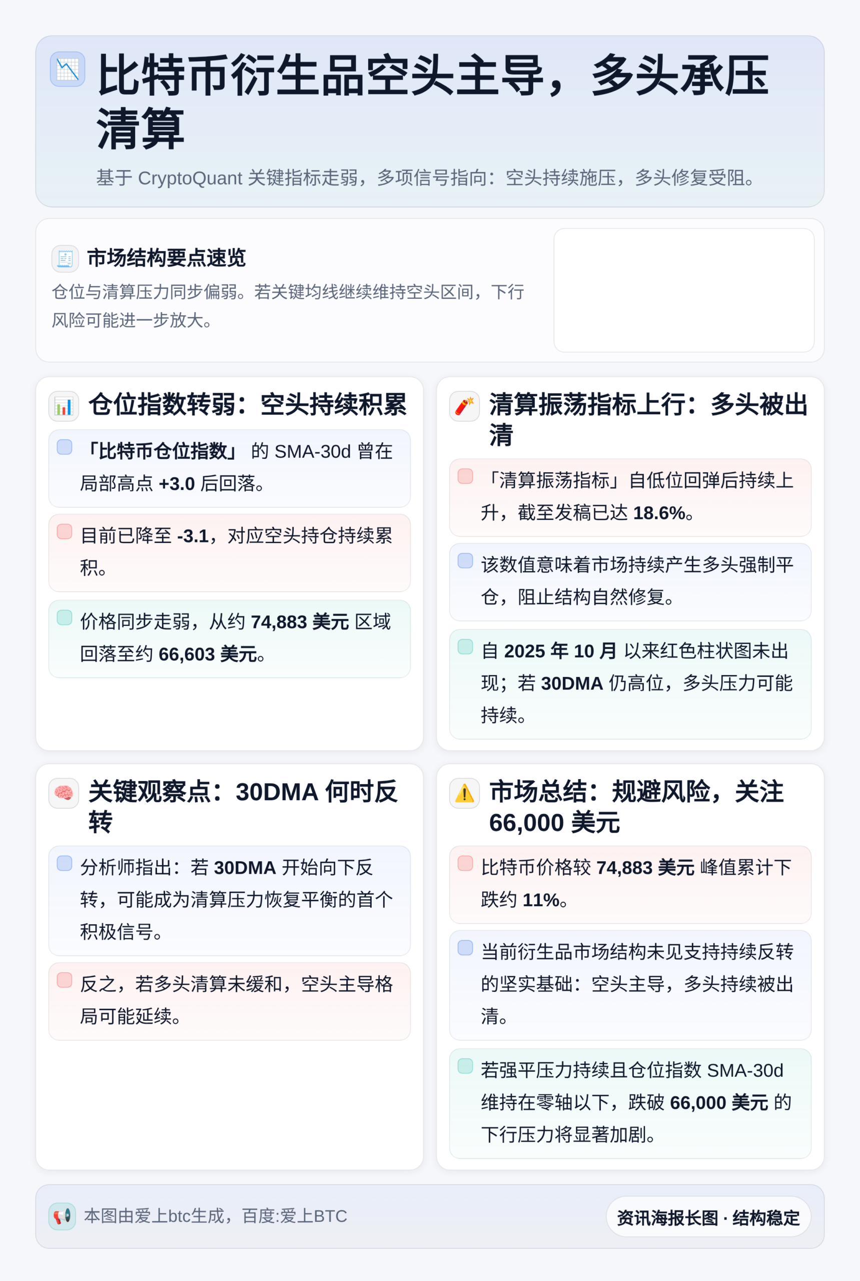 比特币衍生品空头主导，多头承压清算