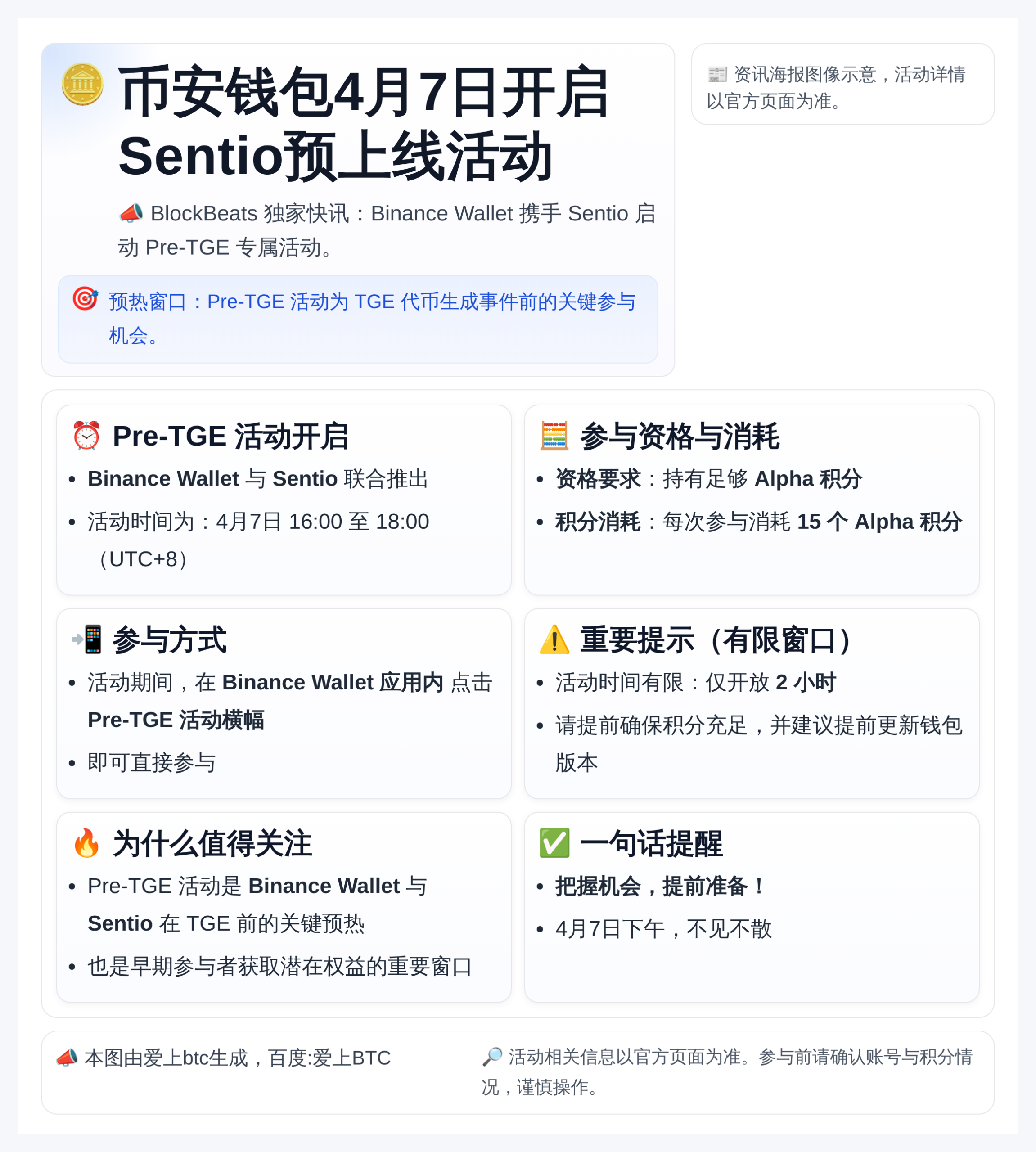 币安钱包4月7日开启Sentio预上线活动