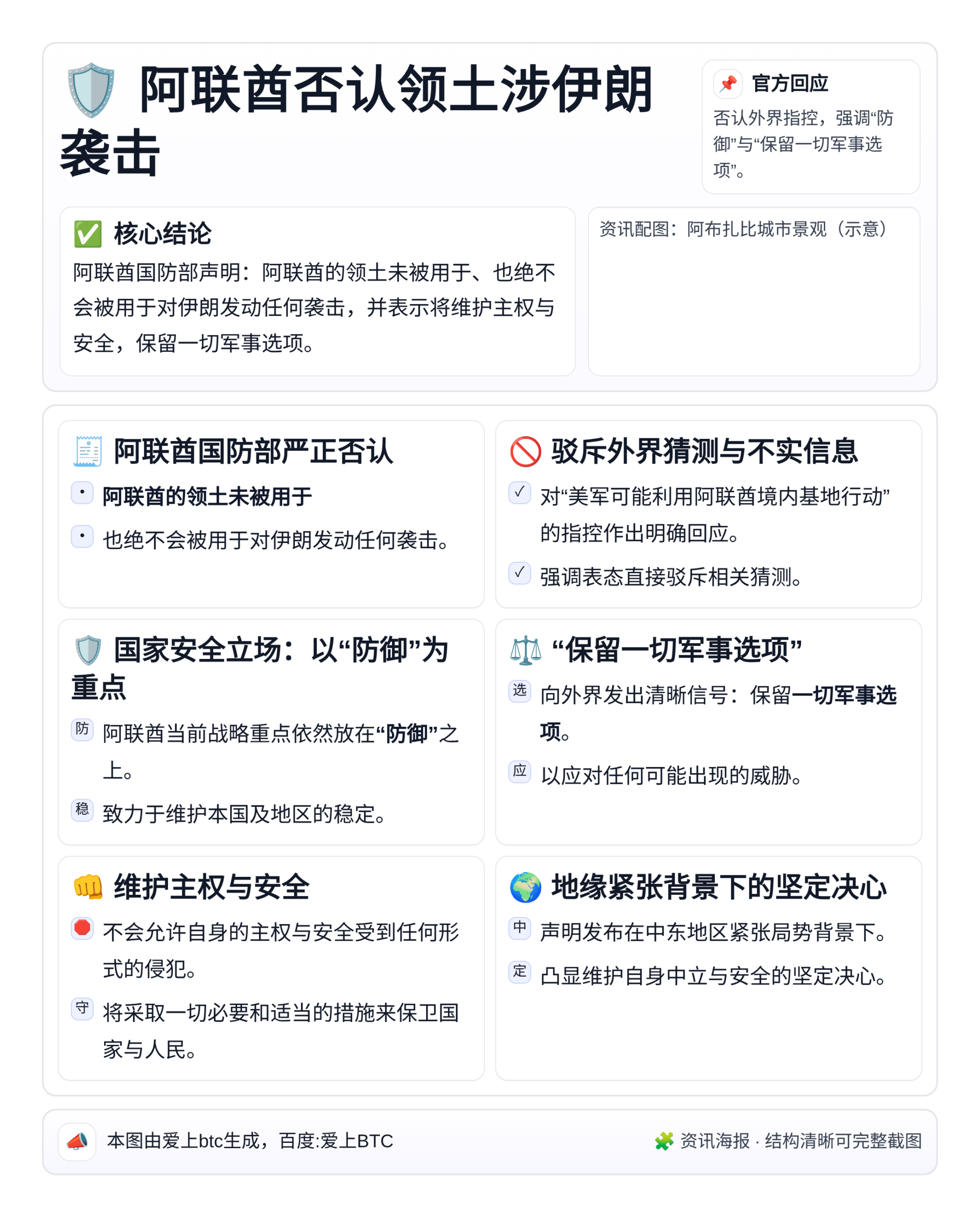 阿联酋否认领土涉伊朗袭击