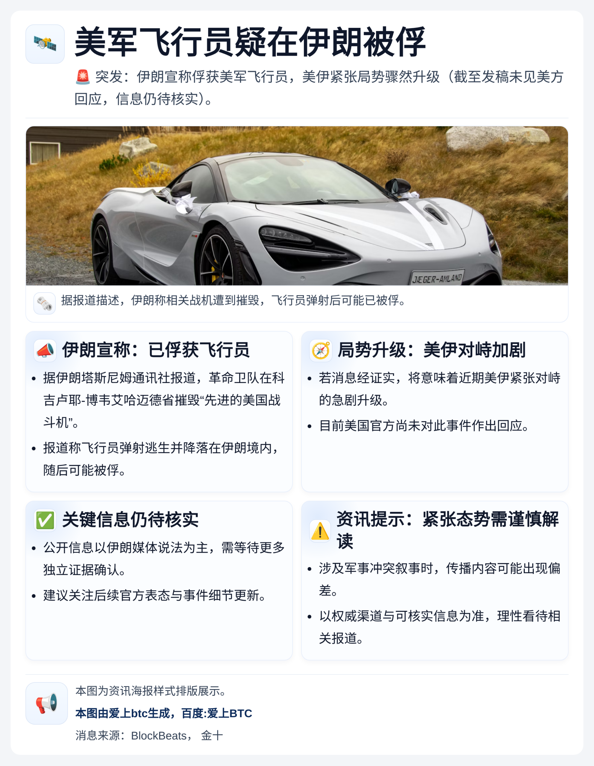 美军飞行员疑在伊朗被俘