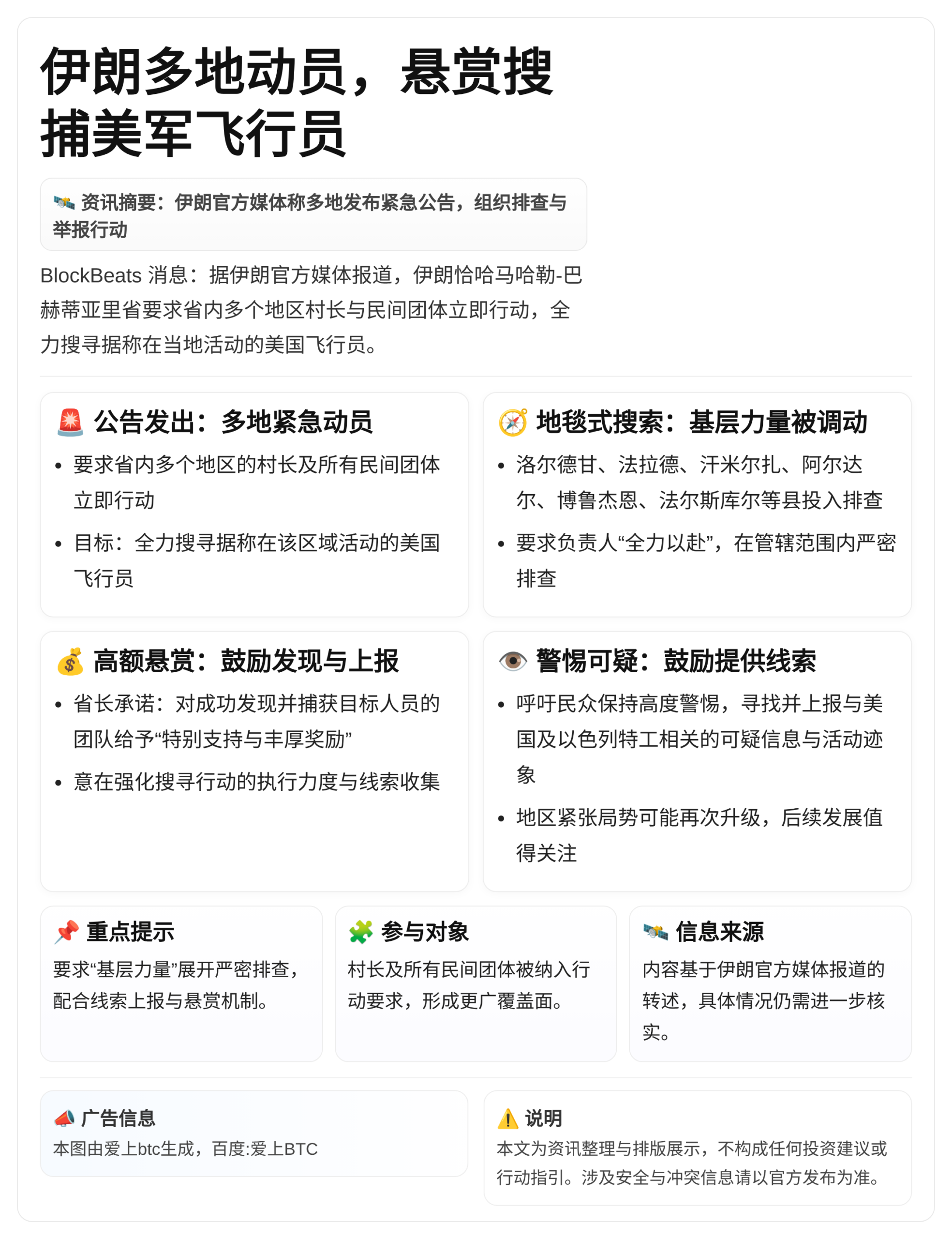 伊朗多地出动搜捕美军飞行员