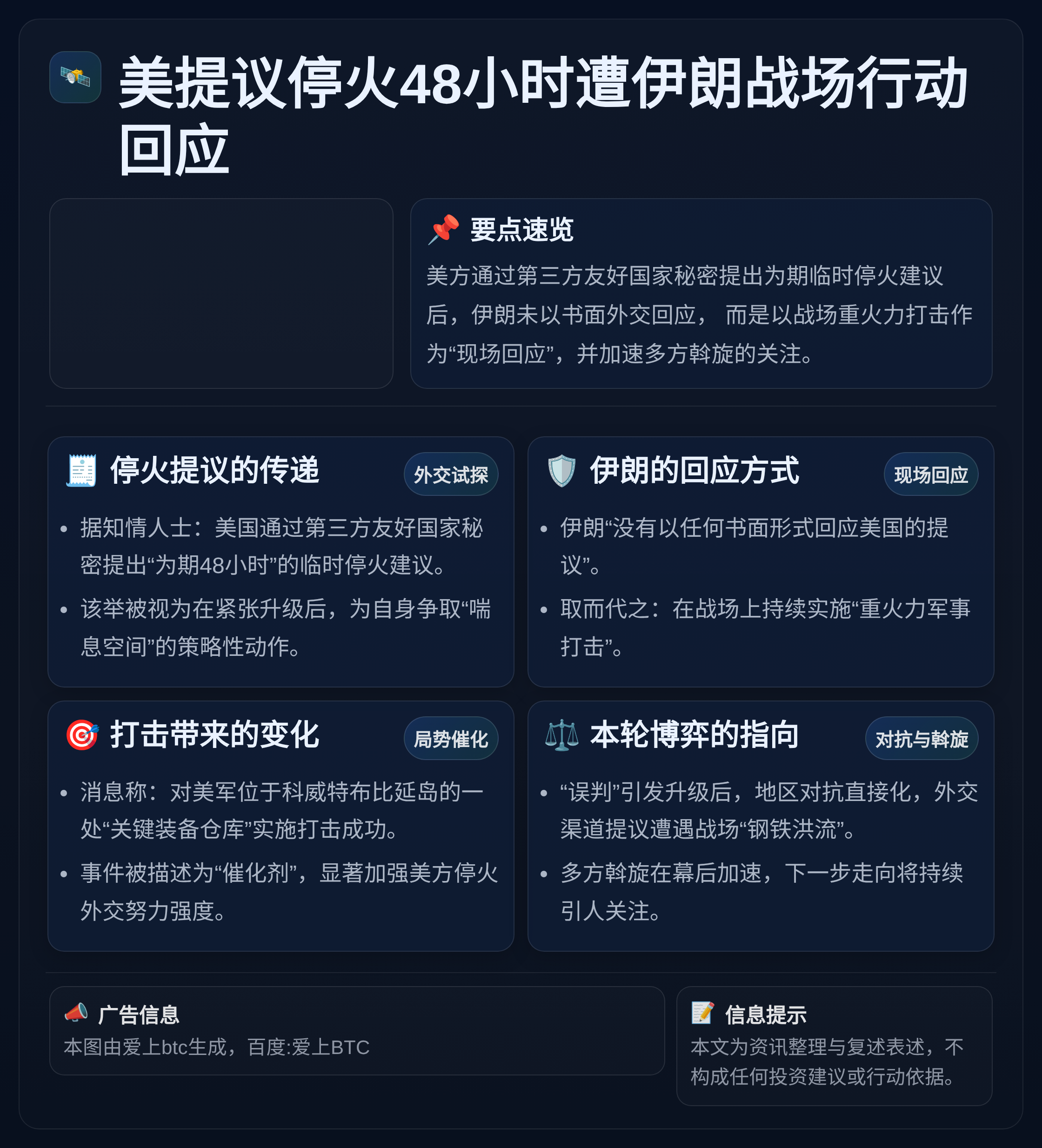 美提议停火48小时遭伊朗战场行动回应