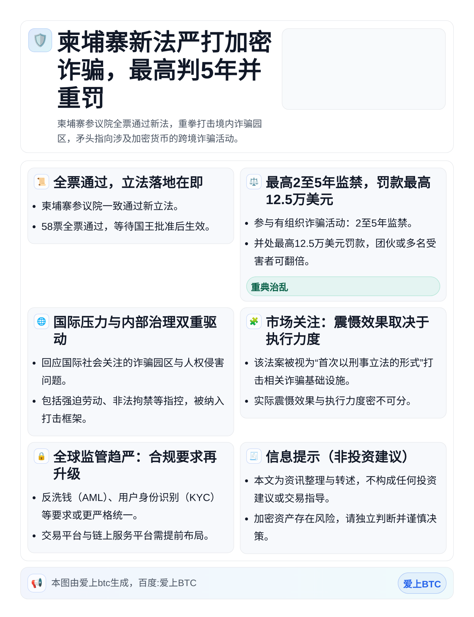 柬埔寨新法严打加密诈骗，最高判5年并重罚