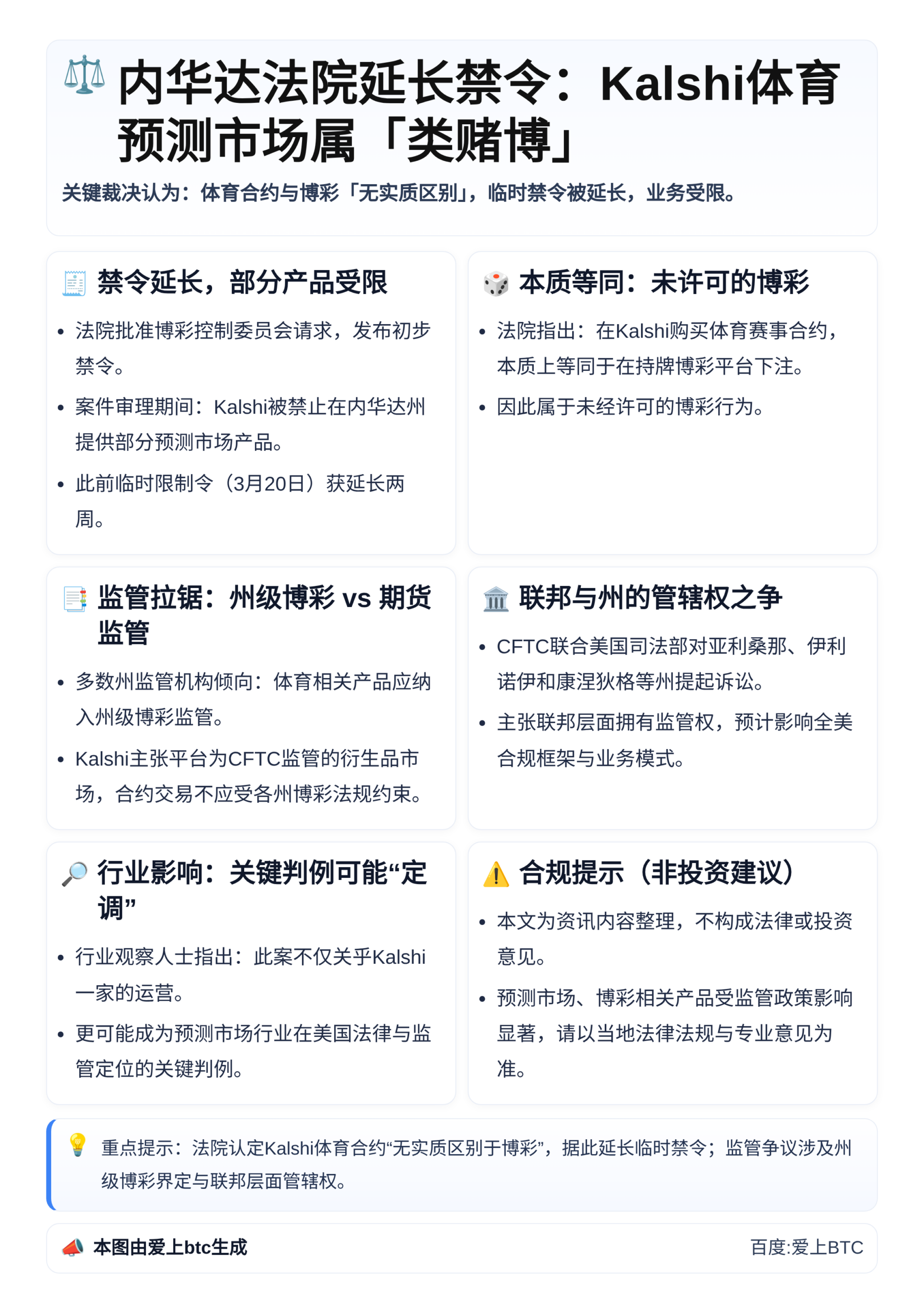 内华达法院延长禁令：Kalshi体育预测市场属「类赌博」