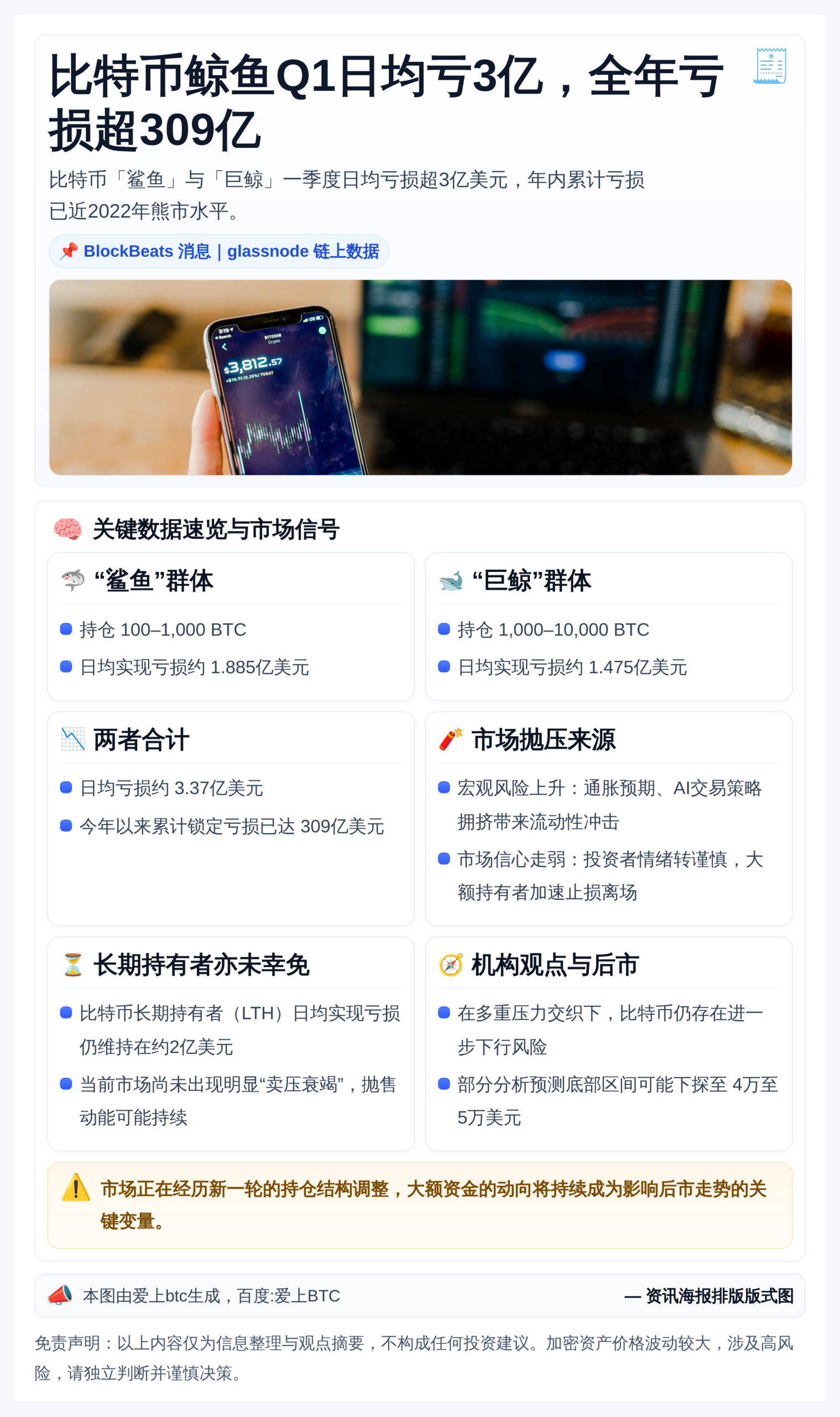 比特币鲸鱼Q1日均亏3亿，全年亏损超309亿