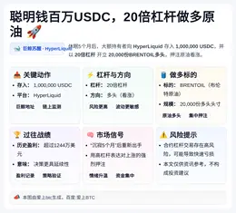 聪明钱百万USDC 20倍杠杆做多原油