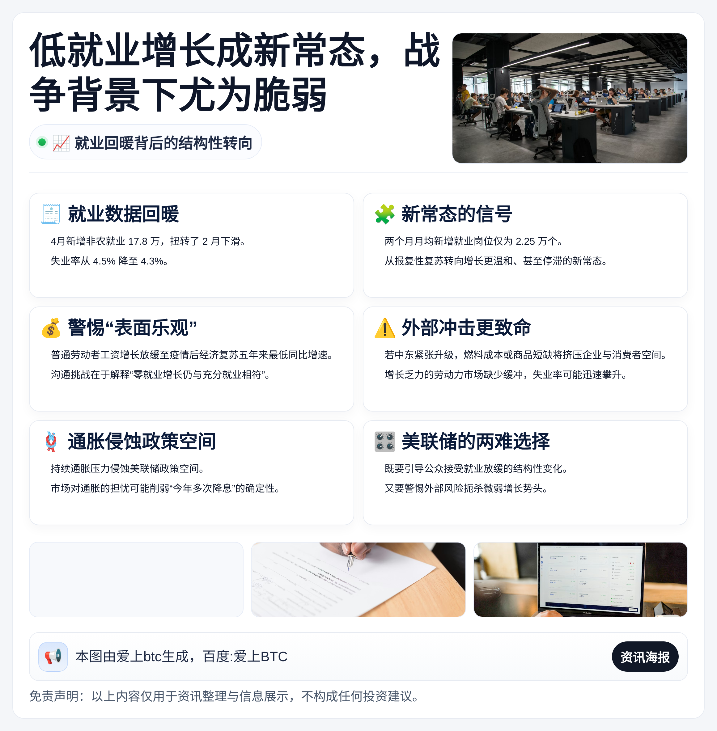 低就业增长成新常态，战争背景下尤为脆弱