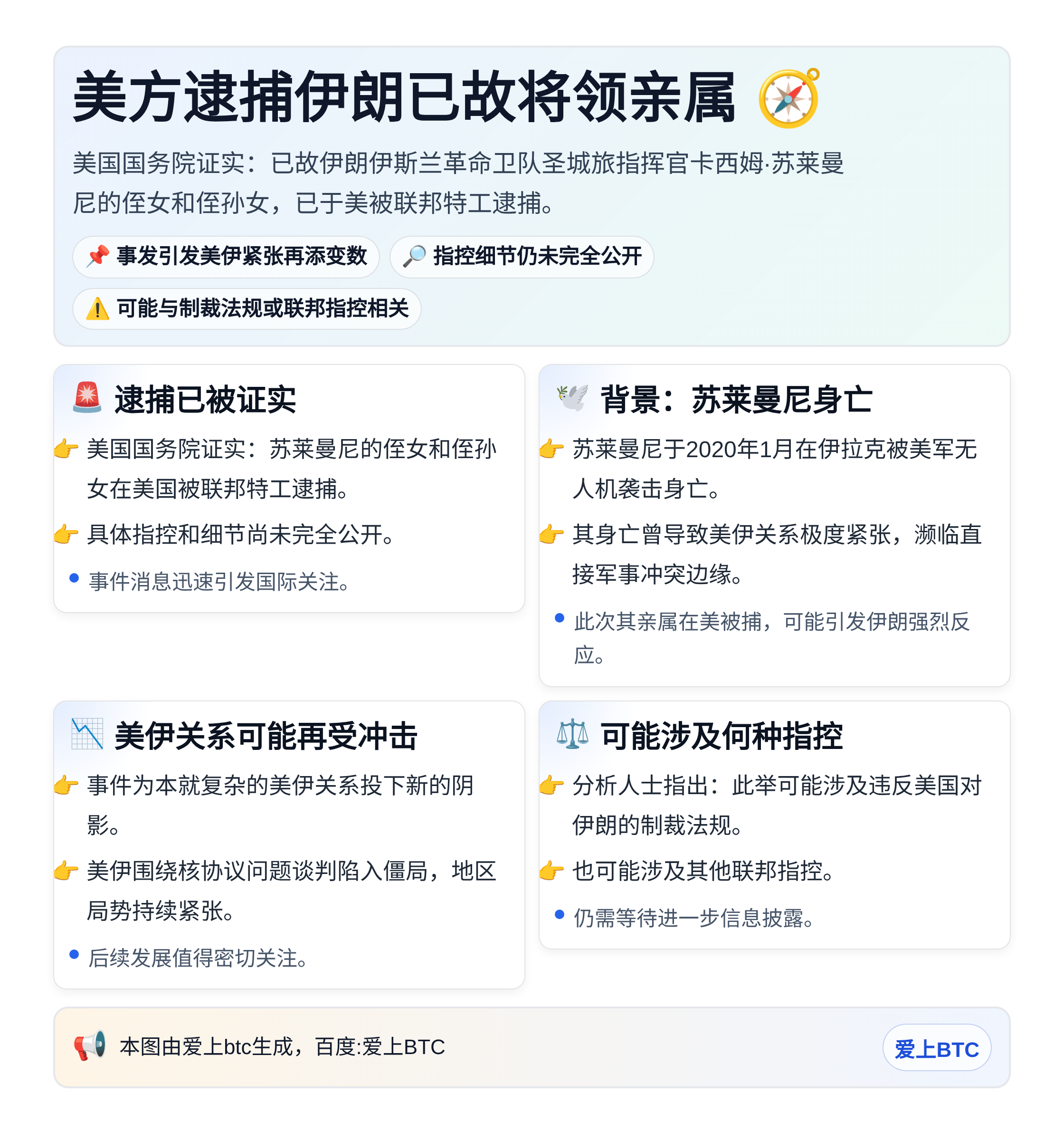 美方逮捕伊朗已故将领亲属