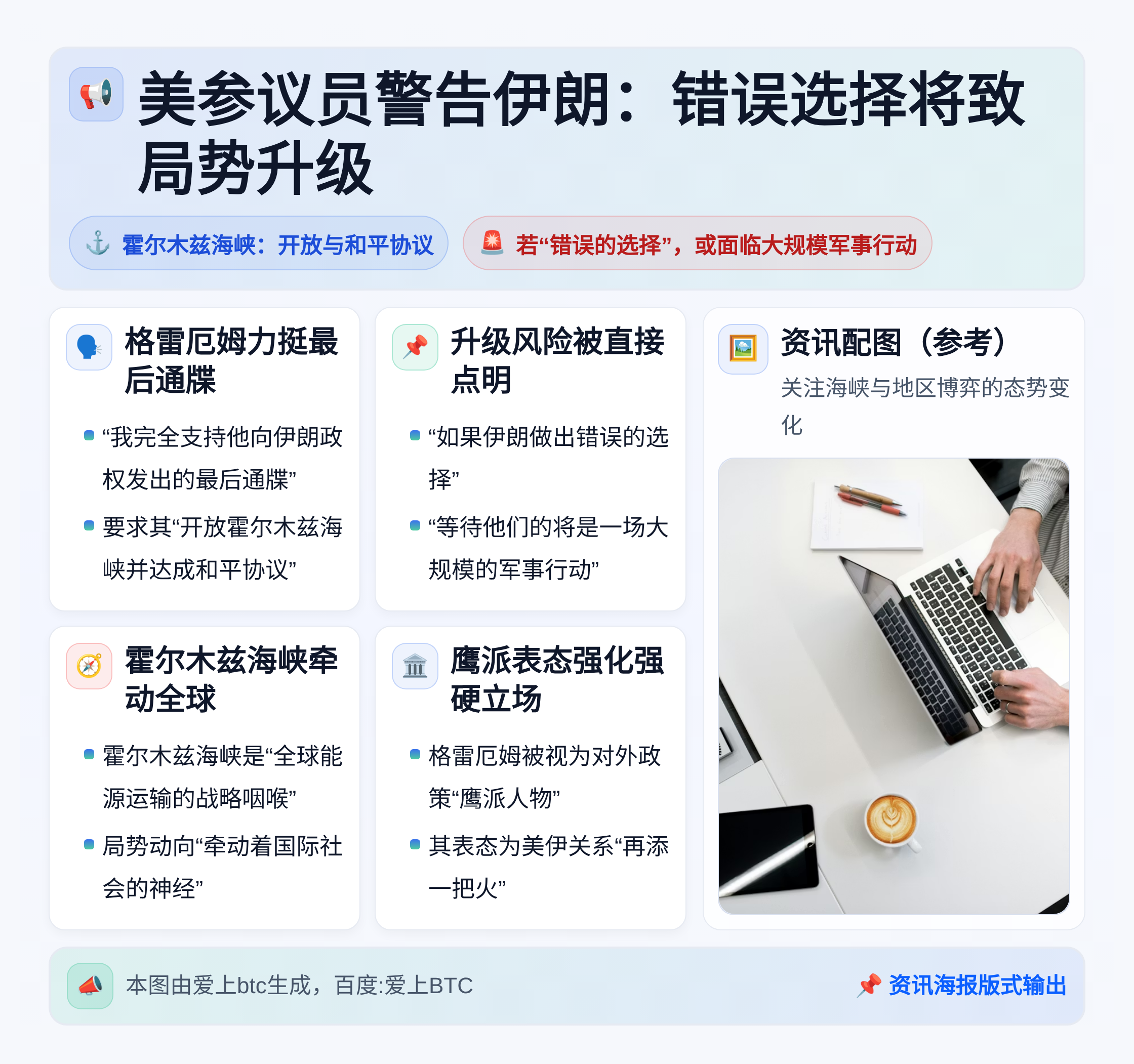 美参议员警告伊朗：错误选择将致局势升级
