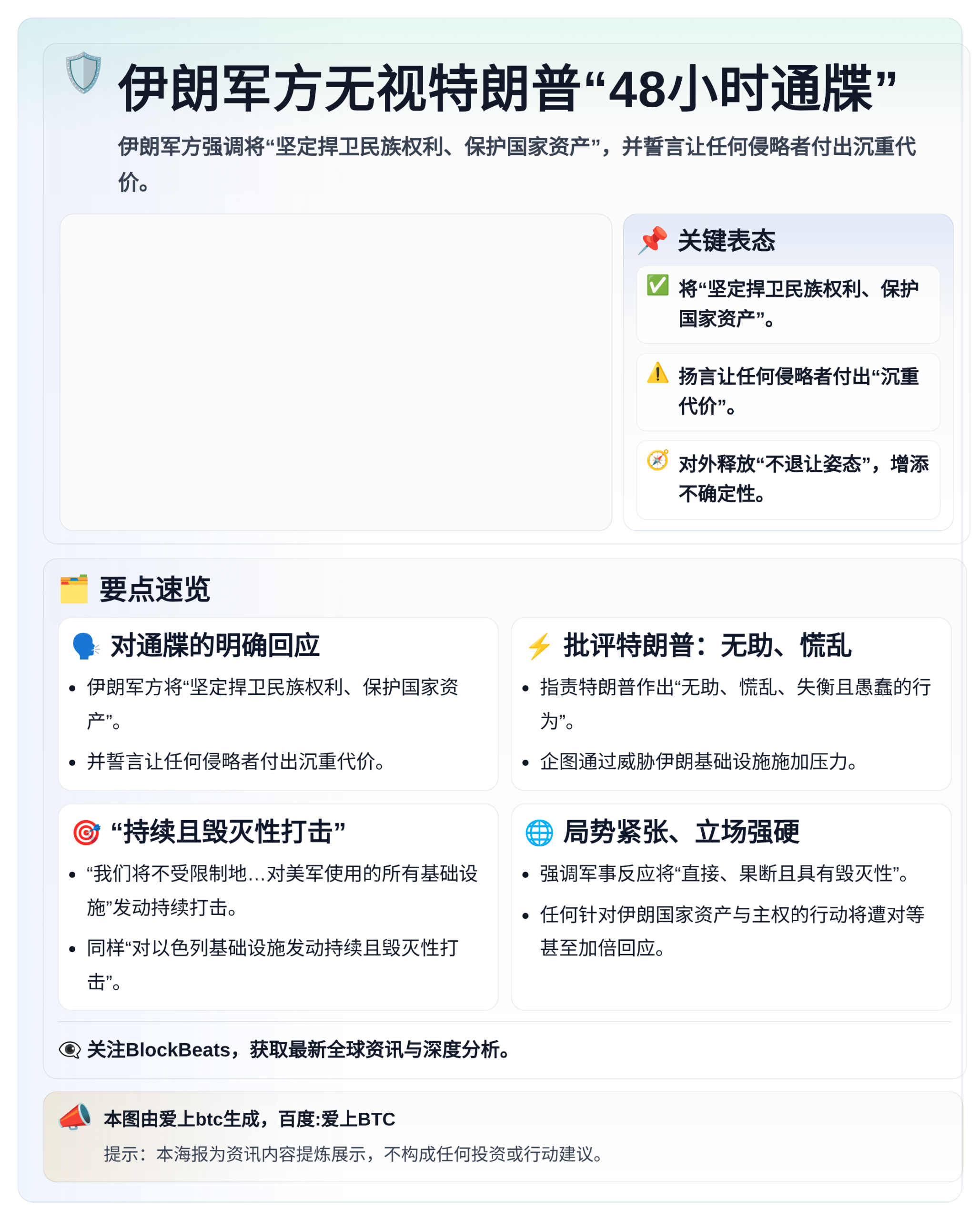 伊朗军方无视特朗普48小时通牒