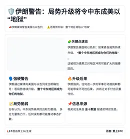 伊朗警告：局势升级将令中东成美以地狱
