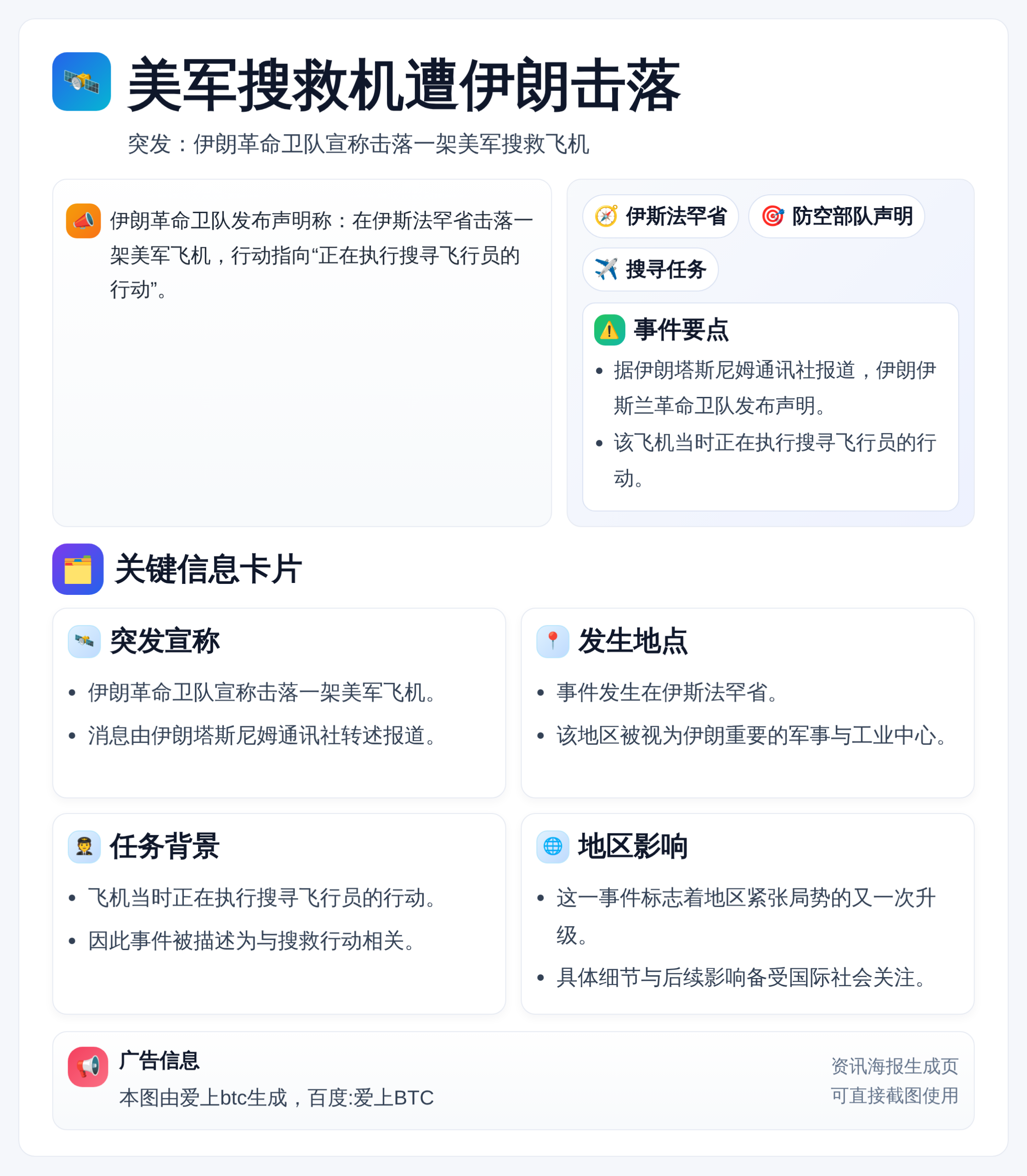 美军搜救机遭伊朗击落