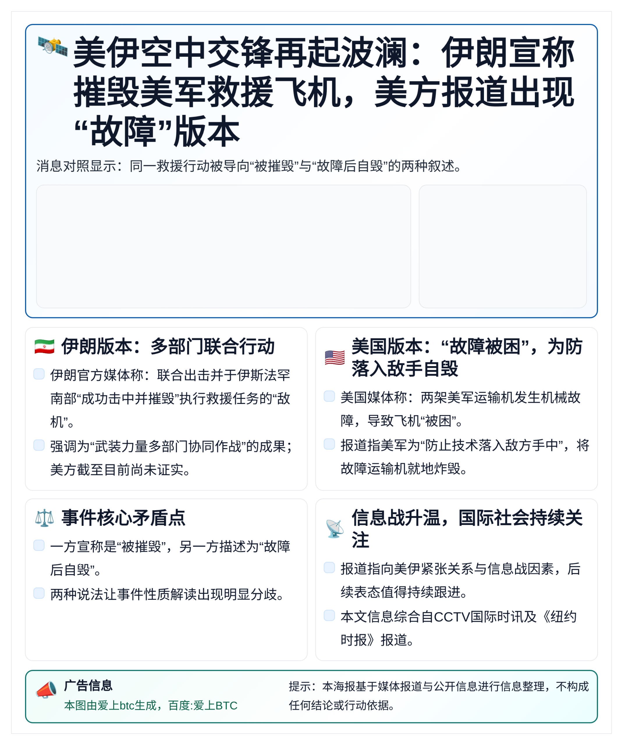 伊朗多部门行动击中救援美军机